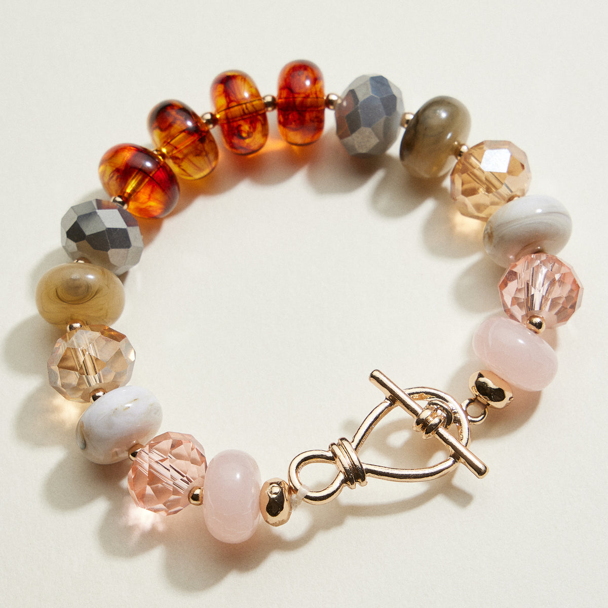 Multicolored Bead Toggle Stretch Bracelet | Beaded Jewelry