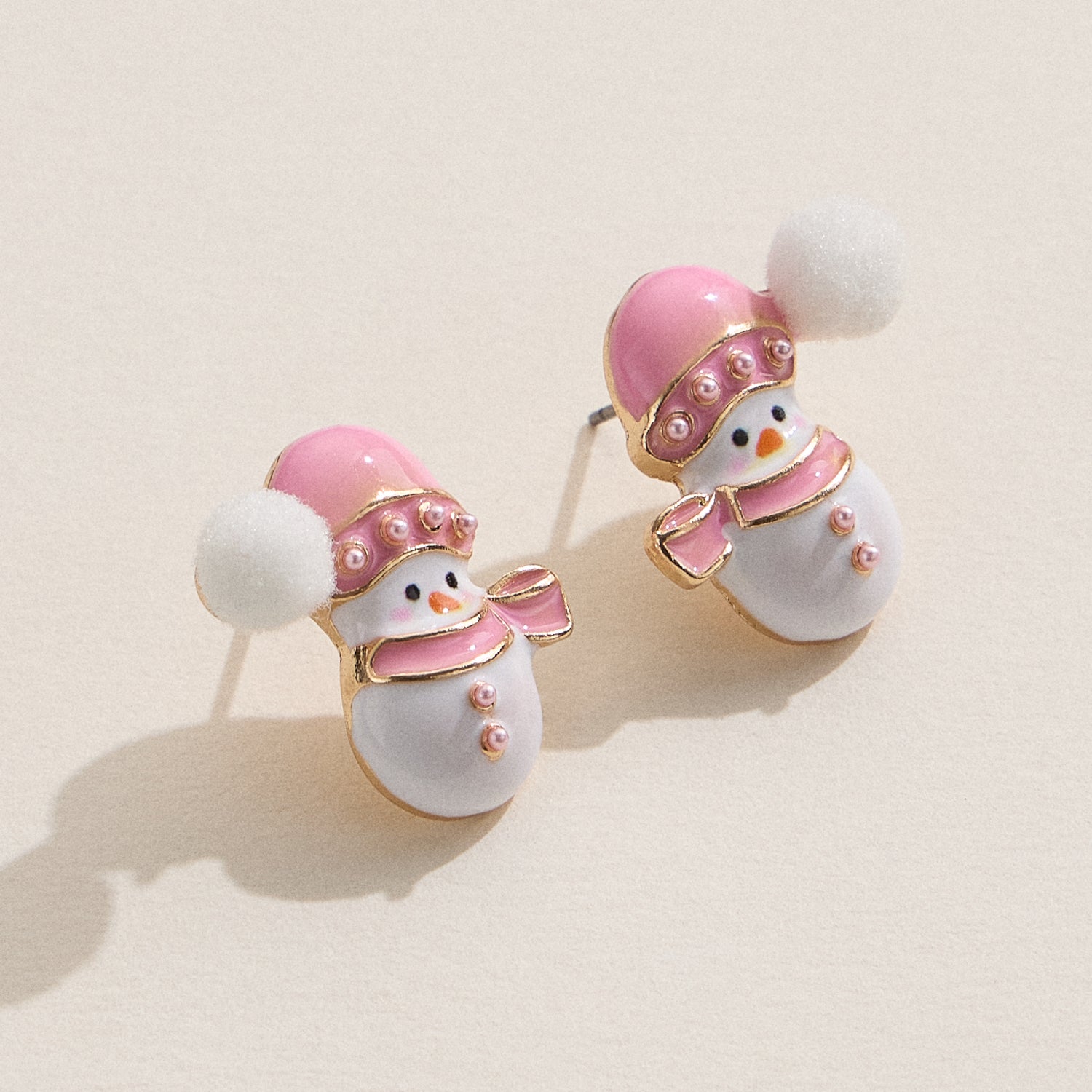 Winter Snowman Stud Earrings with Titanium Posts