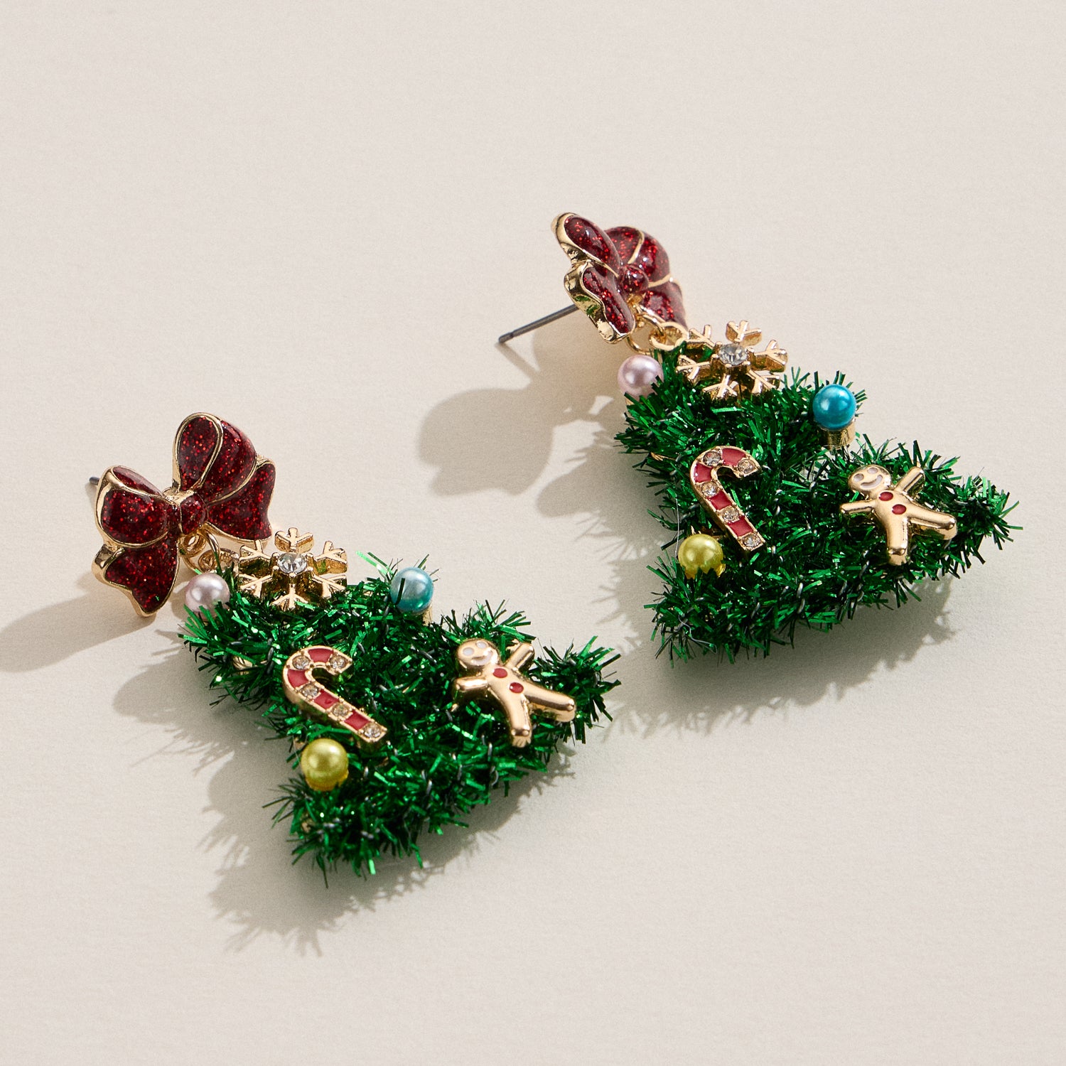 Refined Holiday Evergreen Drop Earrings with Hypoallergenic Titanium Posts