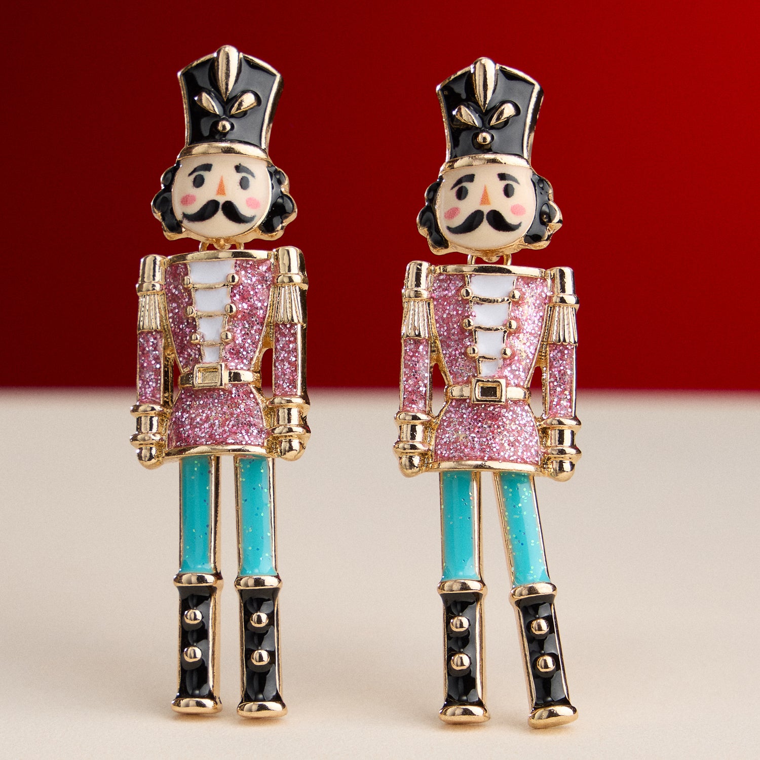 Nutcracker Enamel Earrings with Titanium Posts