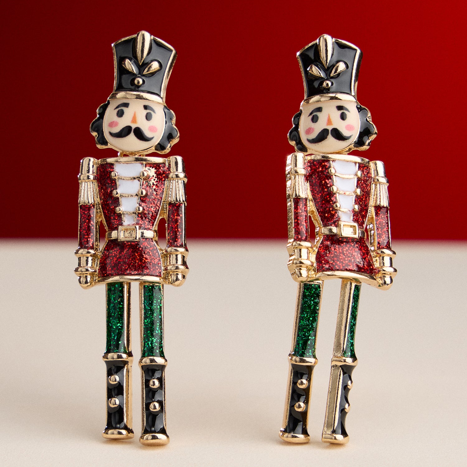 Timeless Holiday Nutcracker Stud Earrings with Enamel Finish and Titanium Posts