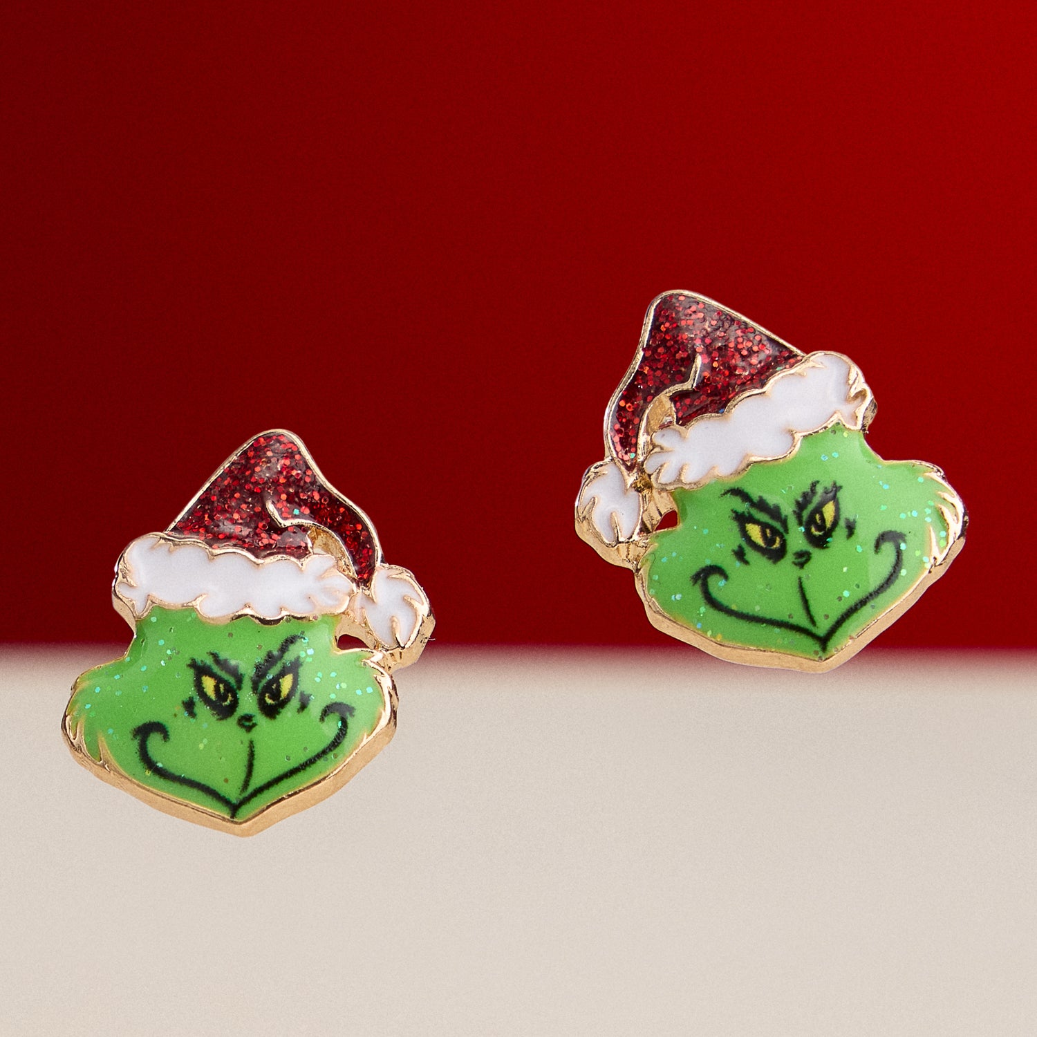 Festive Green Monster Stud Earrings with Hypoallergenic Titanium Posts
