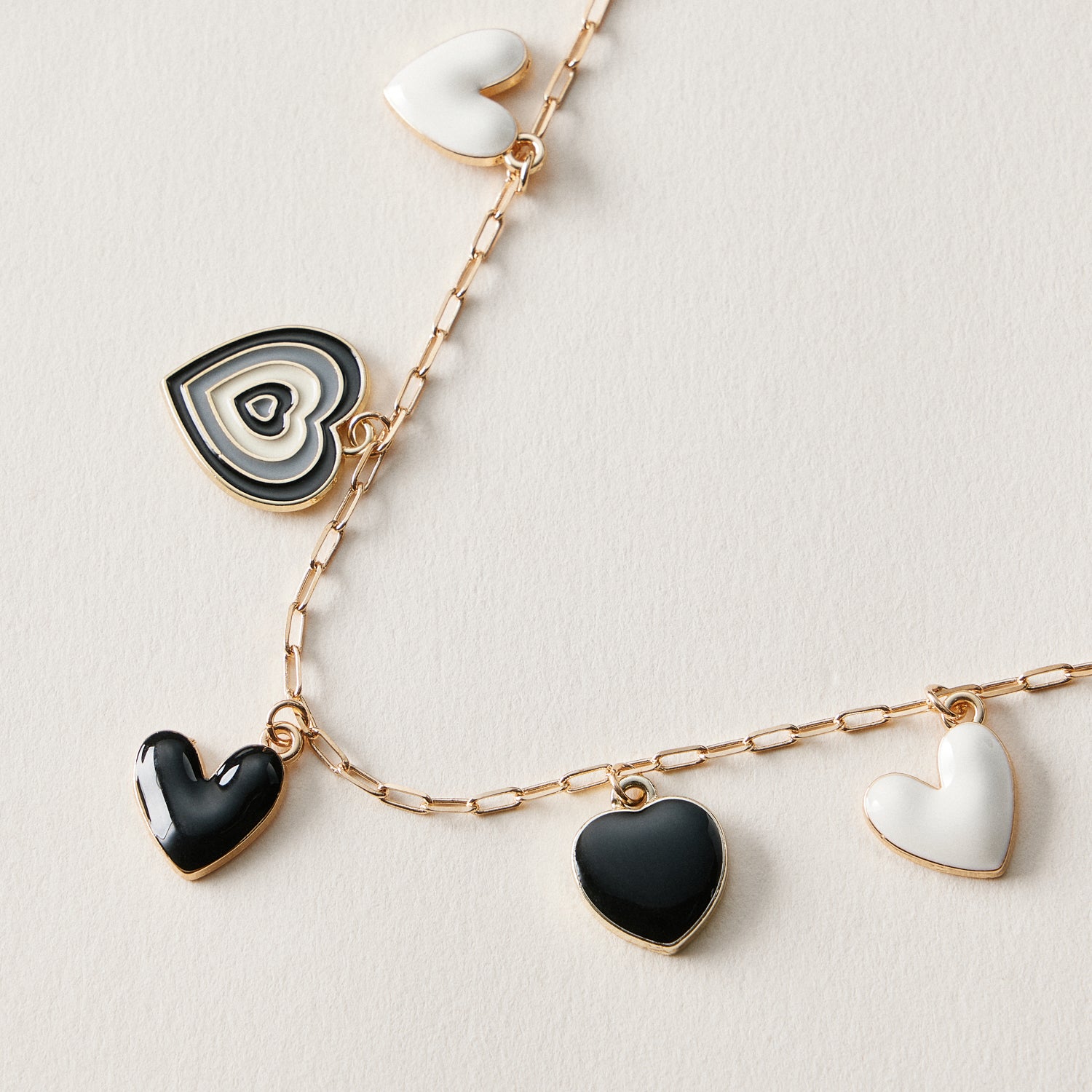 Black Heart Charm Anklet | Retro Layered Heart Chain