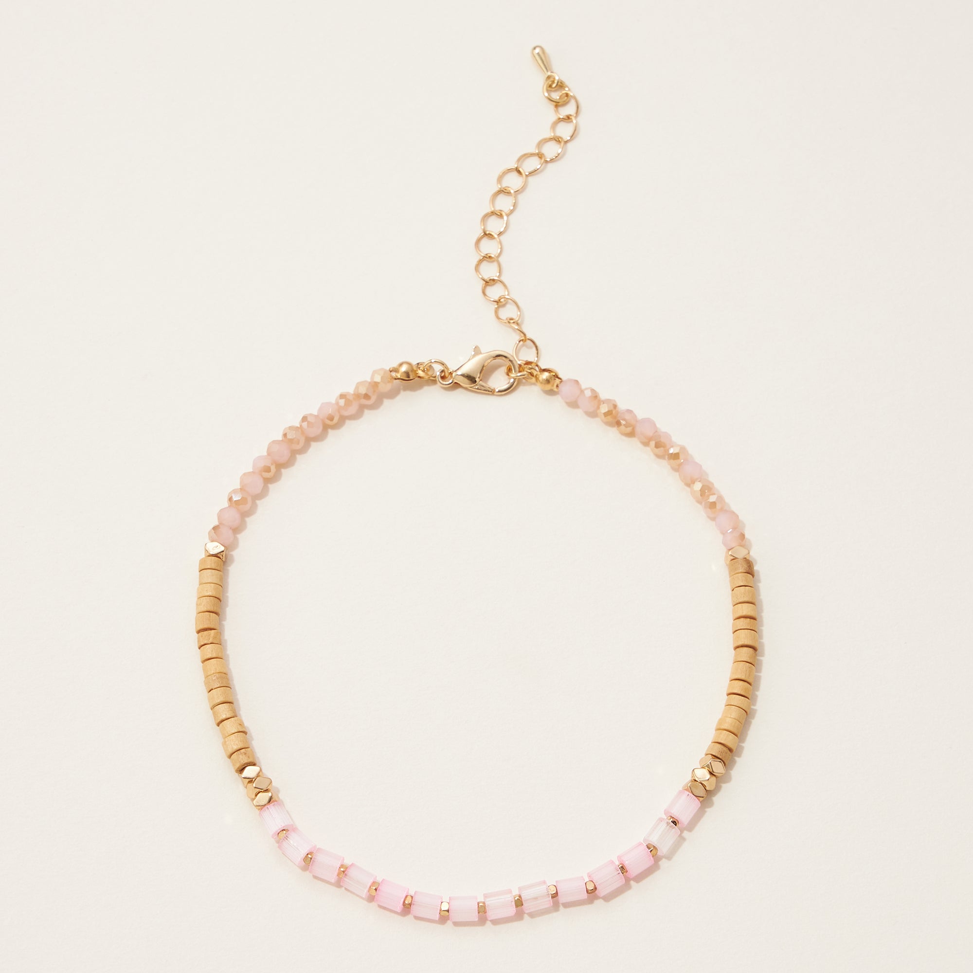 Wood and Glass Beaded Anklet