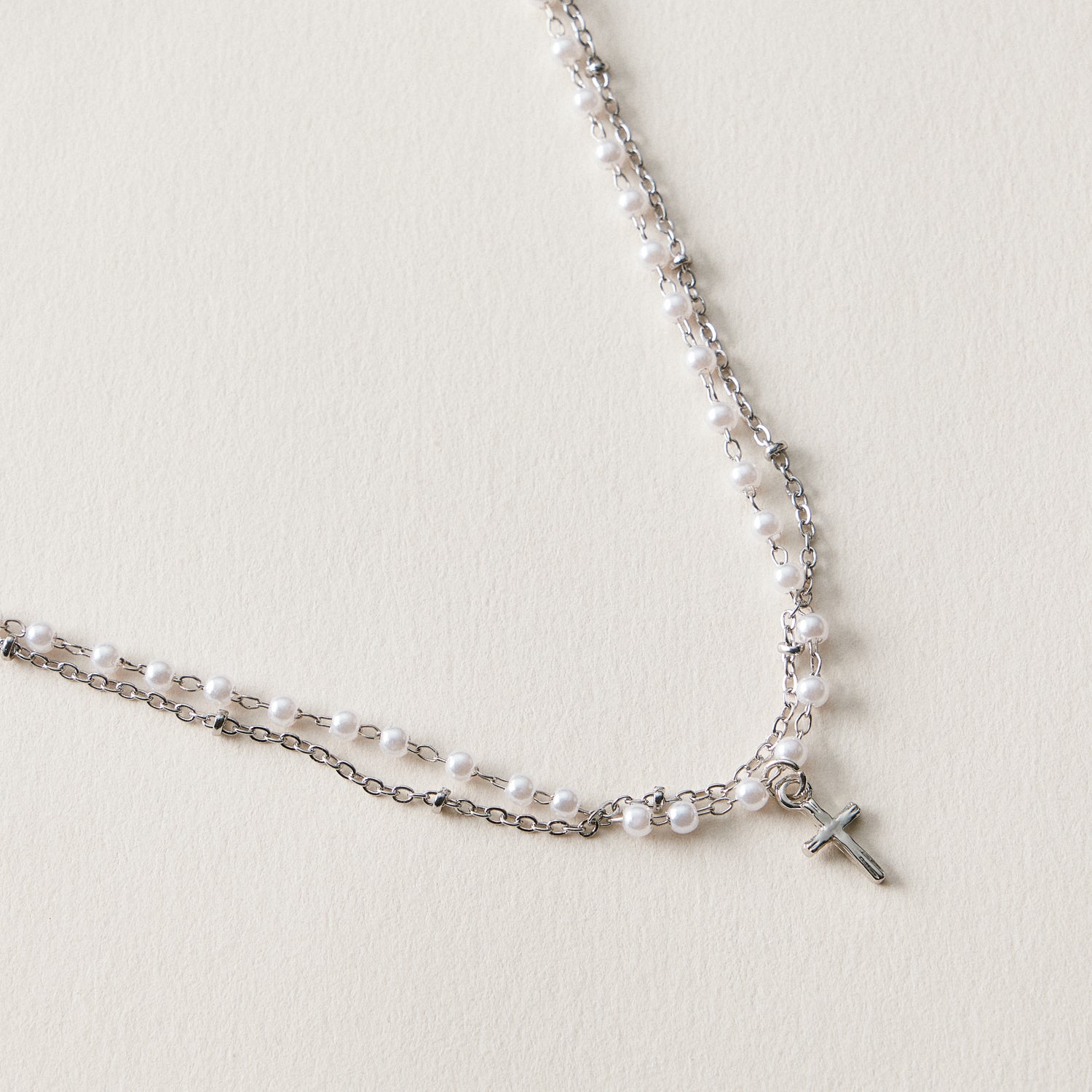 Pearl Cross Layered Anklet | Dainty Beaded Jewelry