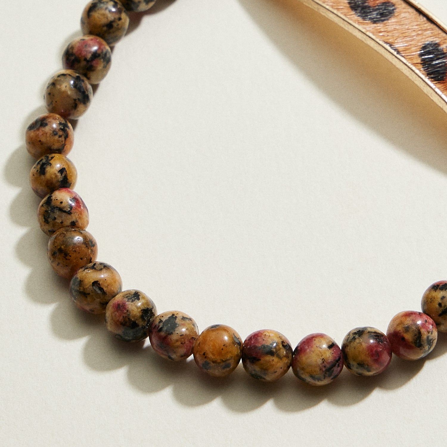 Stone Beaded Leopard Bar Stretch Bracelet | Beaded Jewelry