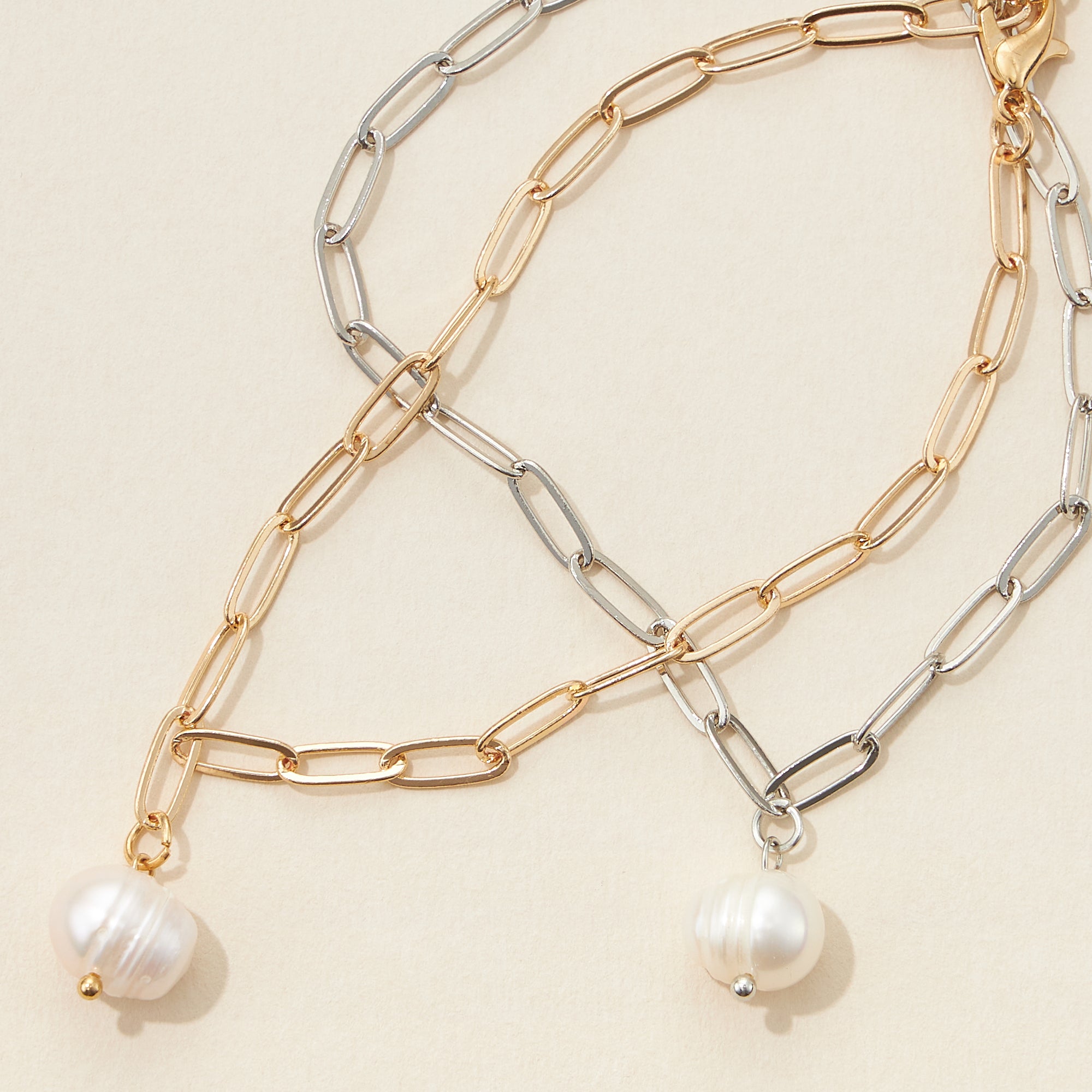 Freshwater Pearl Paperclip Chain Bracelet