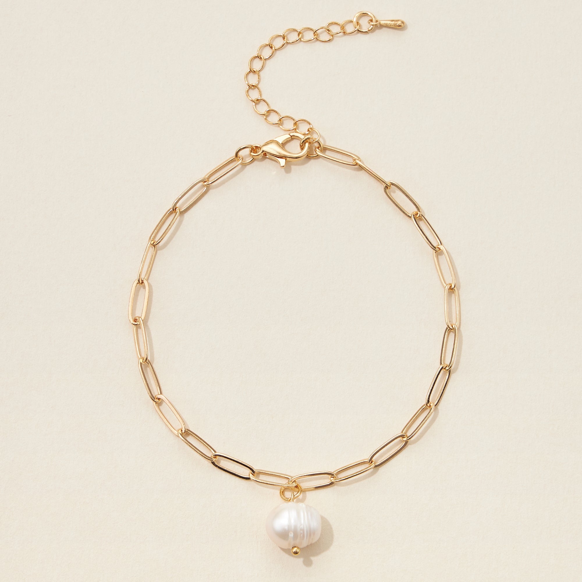 Freshwater Pearl Paperclip Chain Bracelet