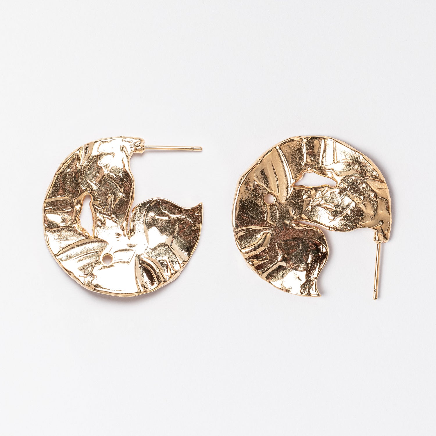 Brass Abstract Leaf Statement Earrings