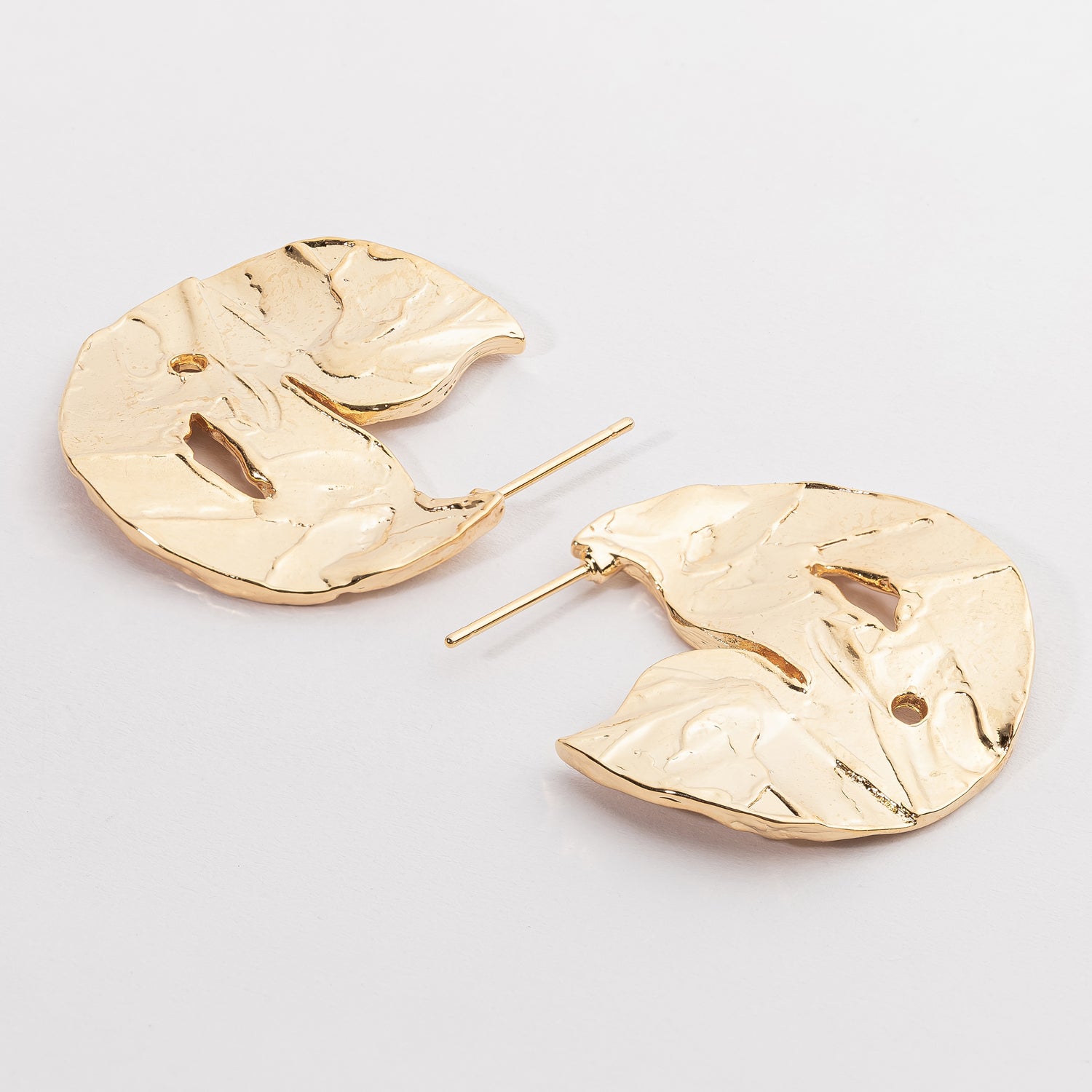 Brass Abstract Leaf Statement Earrings