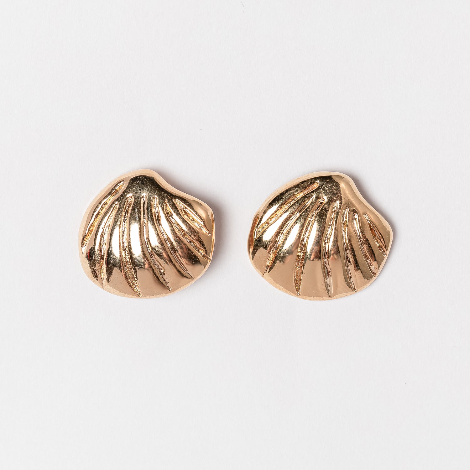 Gold Shell-Inspired Statement Earrings