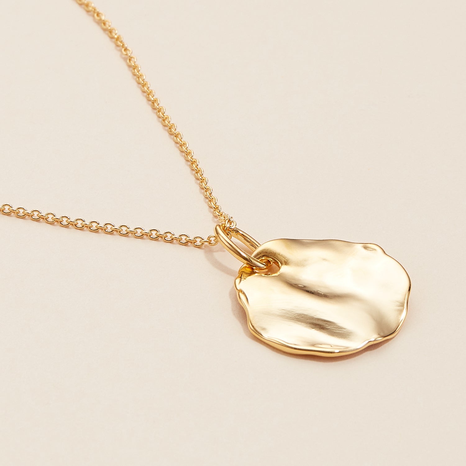 Modern Organic Shape Pendant Necklace in 18K Gold-Dipped