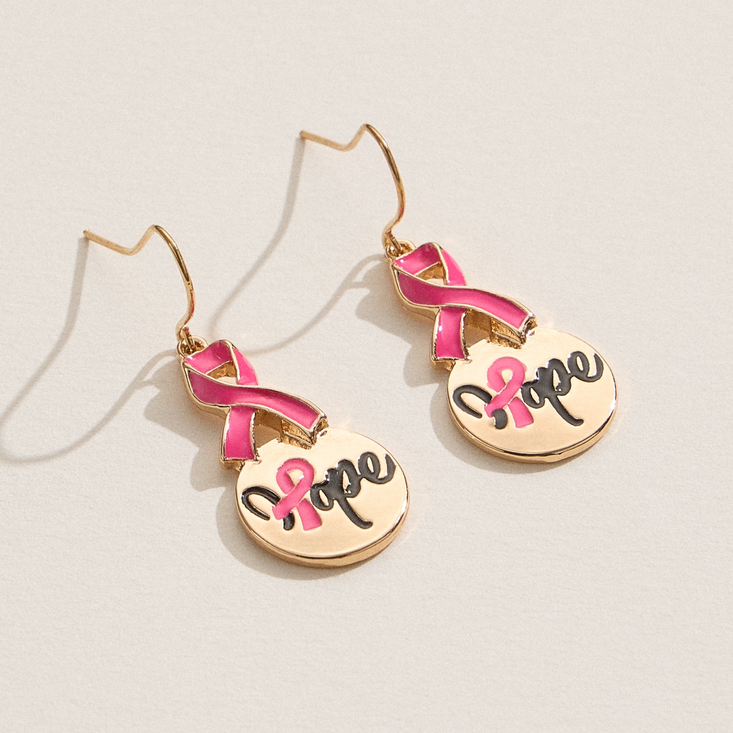 Drop Earrings with Hope Ribbon Motif