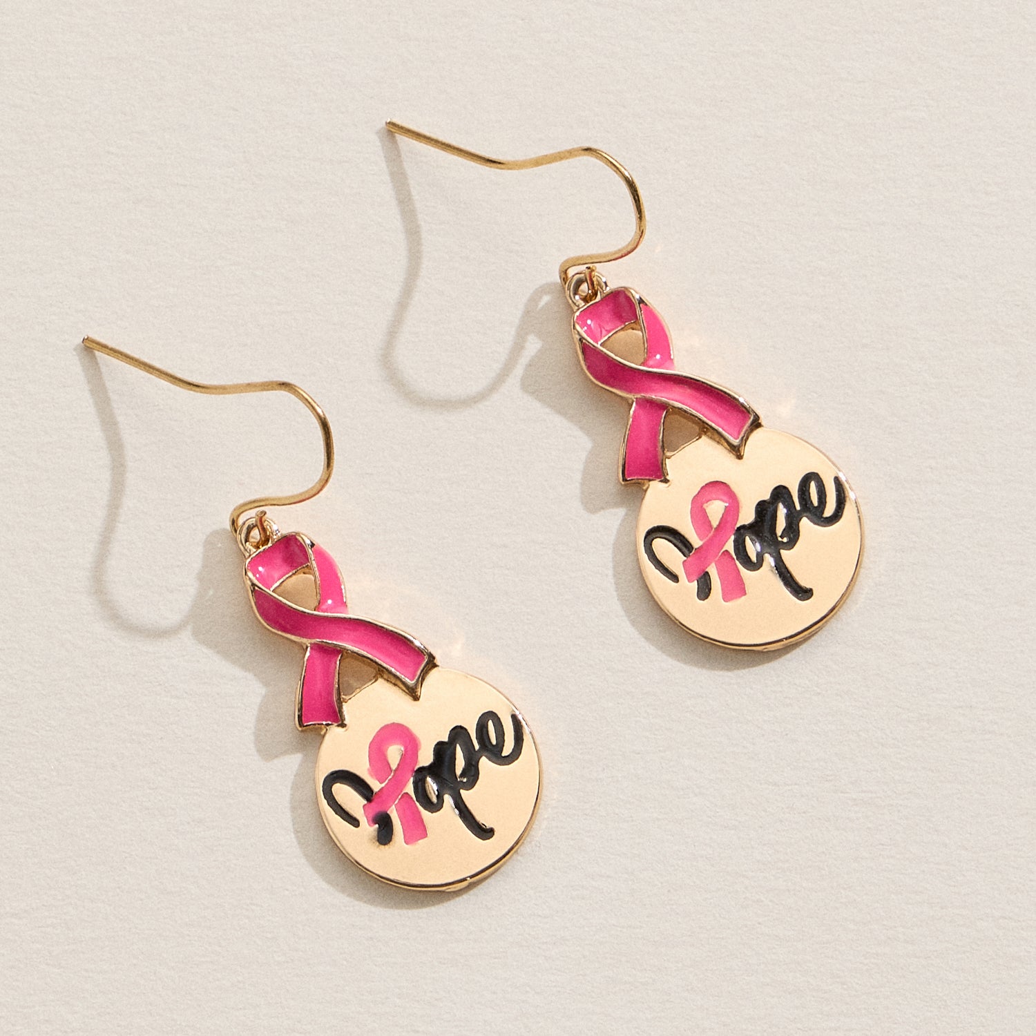 Drop Earrings with Hope Ribbon Motif