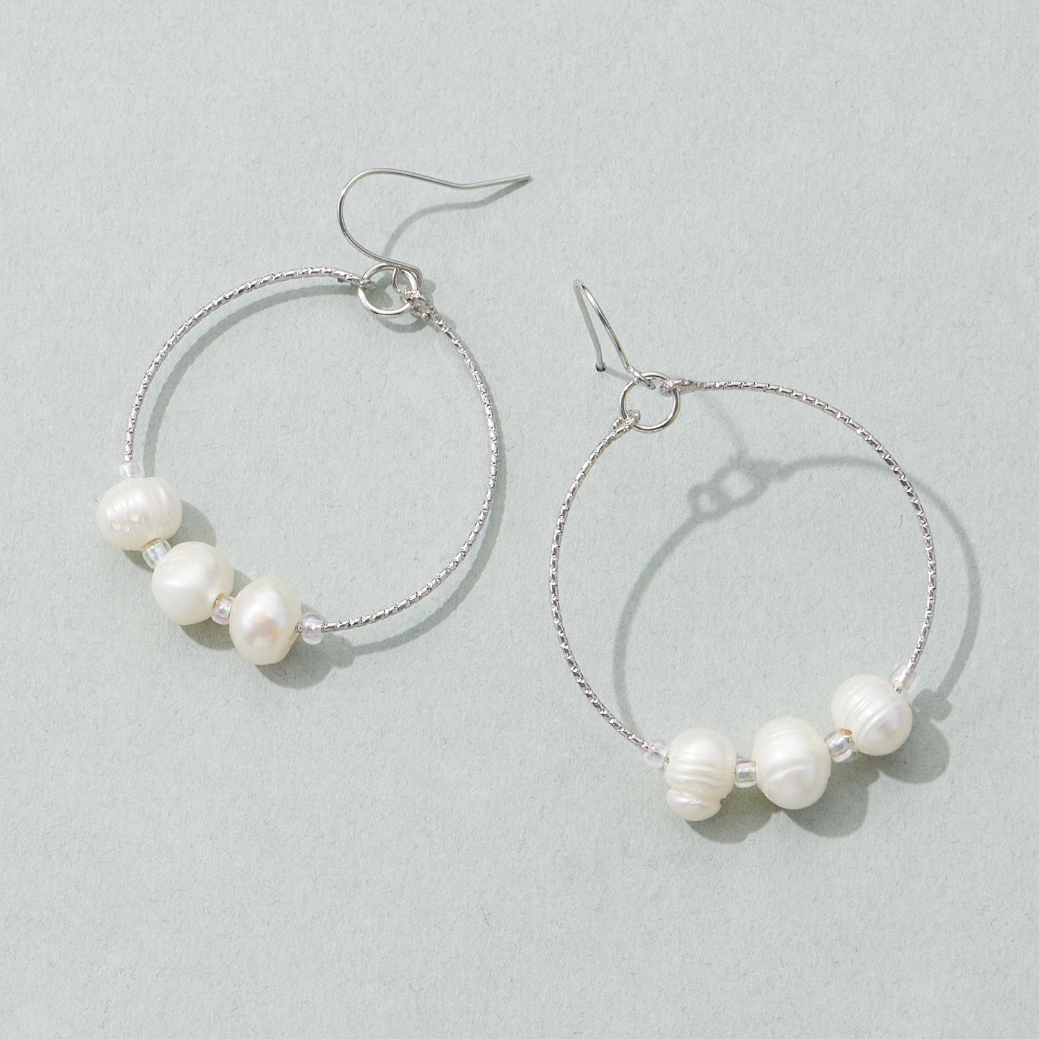 Hoop Earrings with Freshwater Pearls