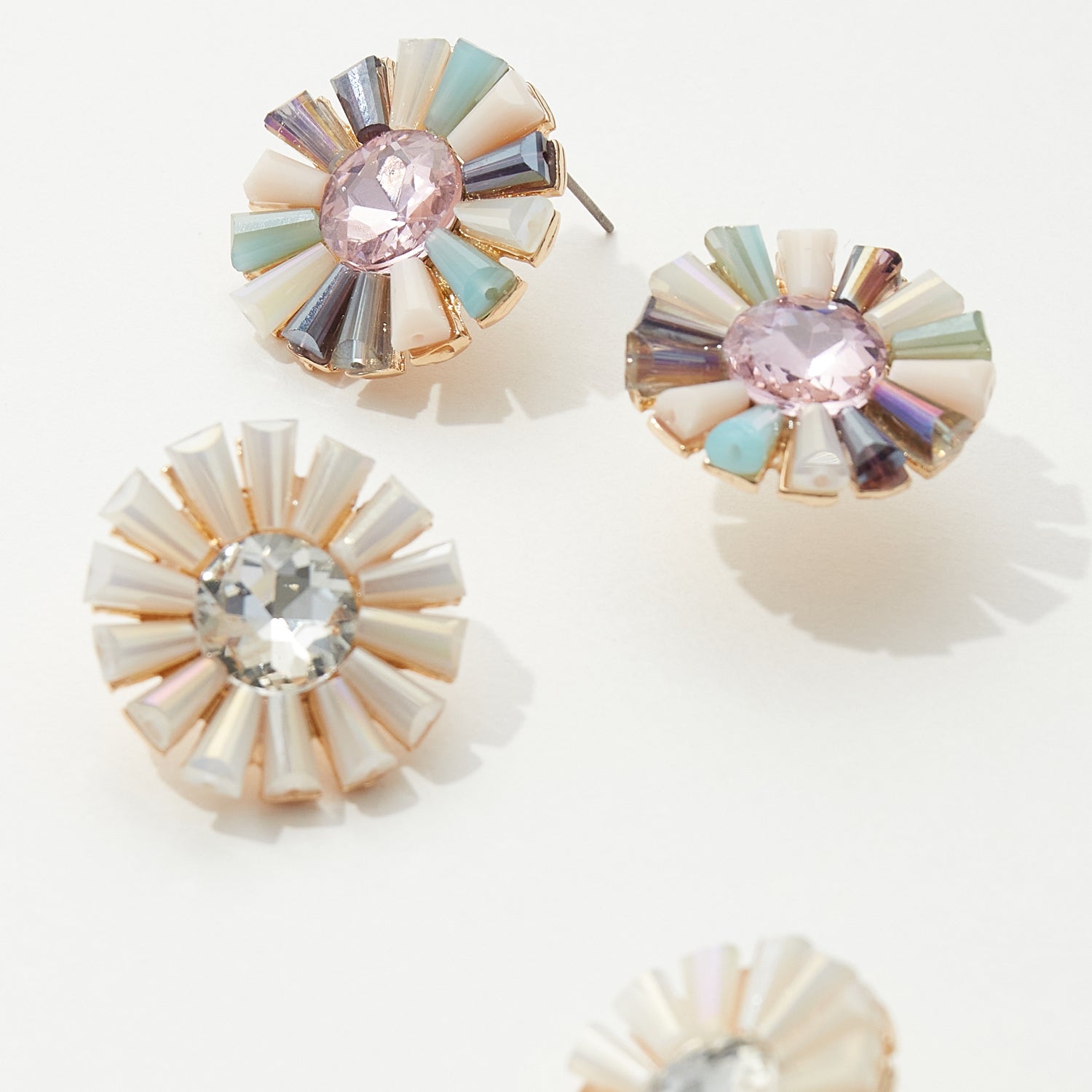 Delicate Glass Stone Flower Earrings