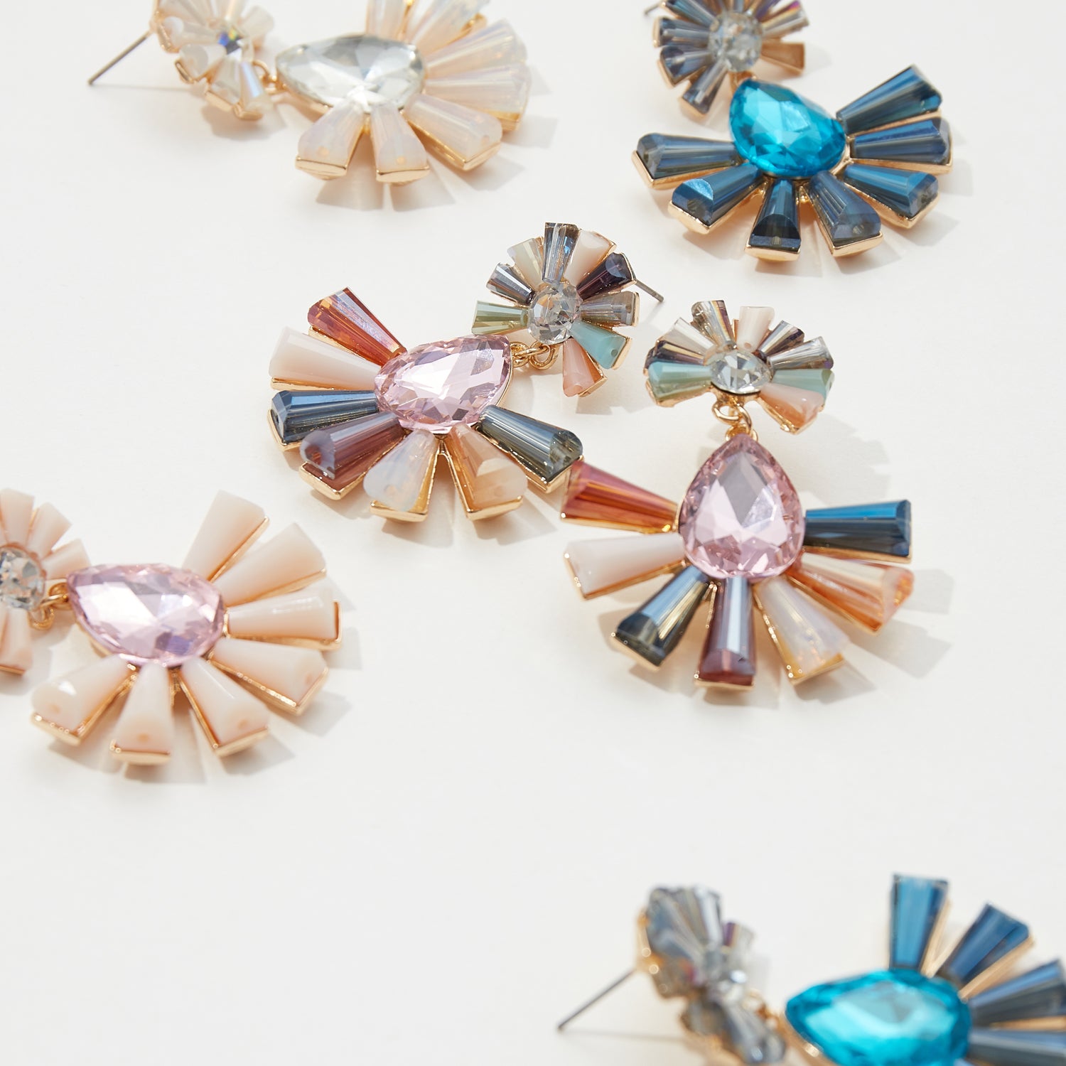 Stylish Glass Stone Mixed Dangling Earrings