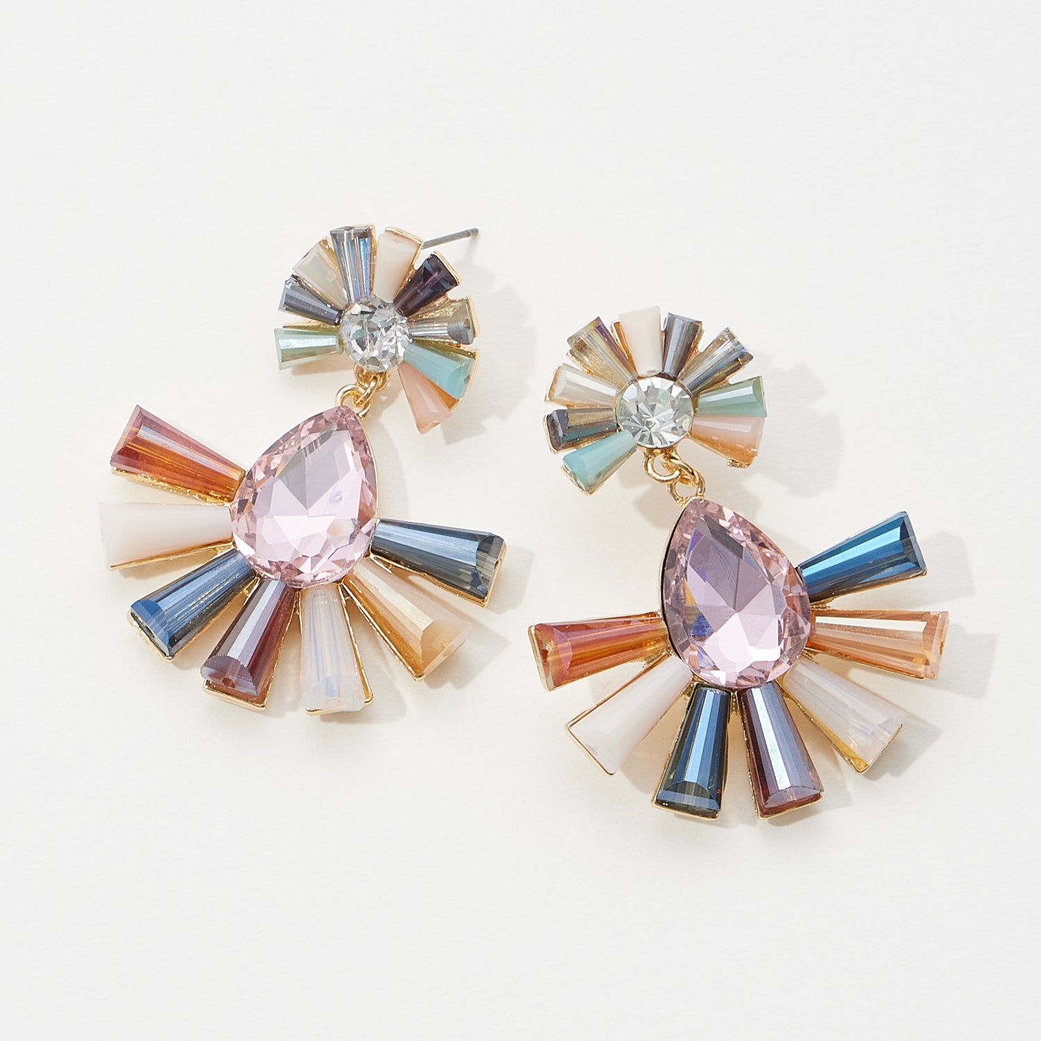Stylish Glass Stone Mixed Dangling Earrings