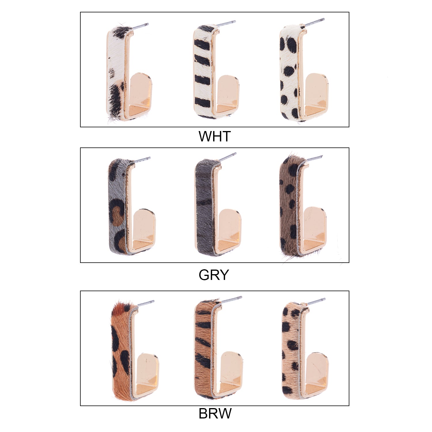 GENUINE CALF HAIR ANIMAL PRINT 3 SET EARRINGS