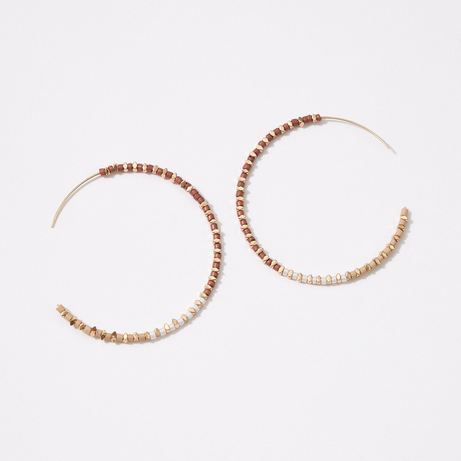 Seed Beads and Metal Mixed Hoop Earrings
