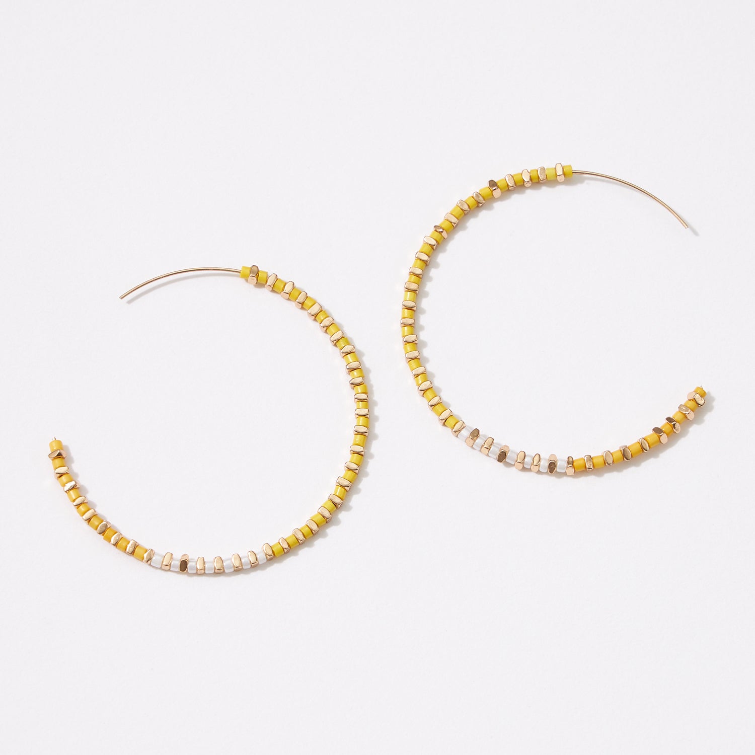 Seed Beads and Metal Mixed Hoop Earrings