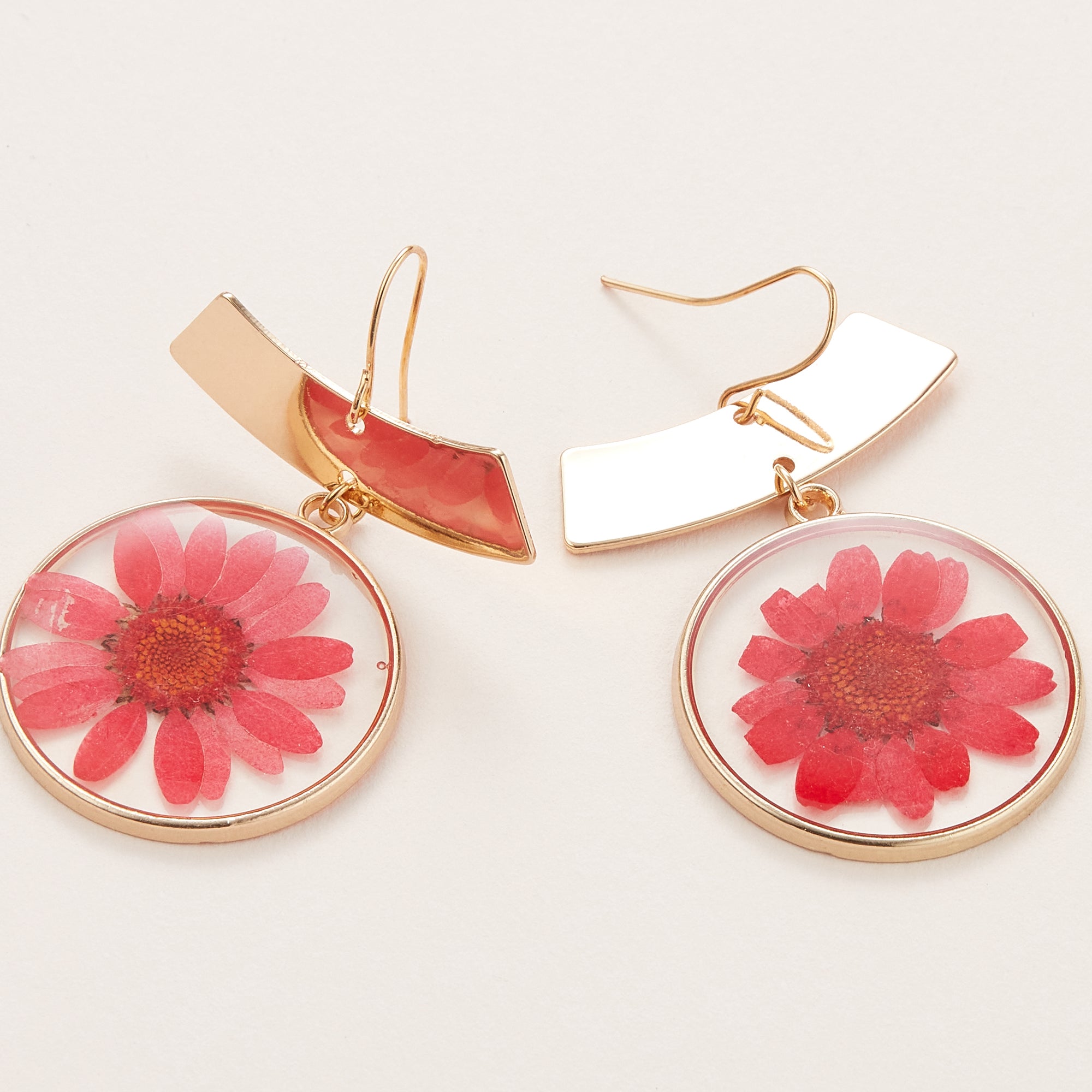 Pressed Flower Metal Statement Earrings