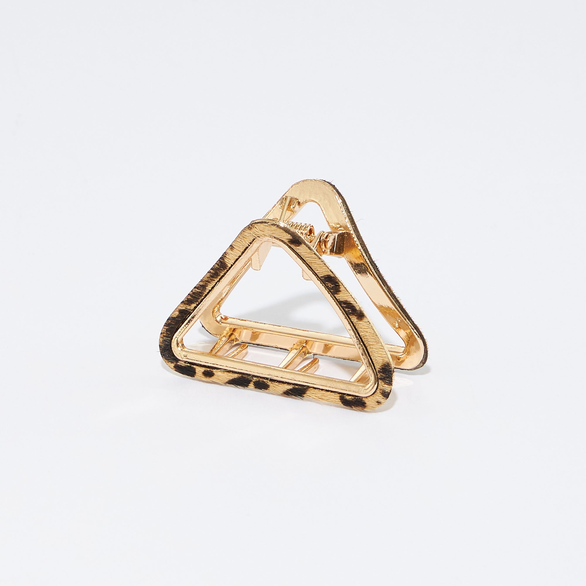 Animal Print Genuine Leather Small Triangle Claw Hair Clips