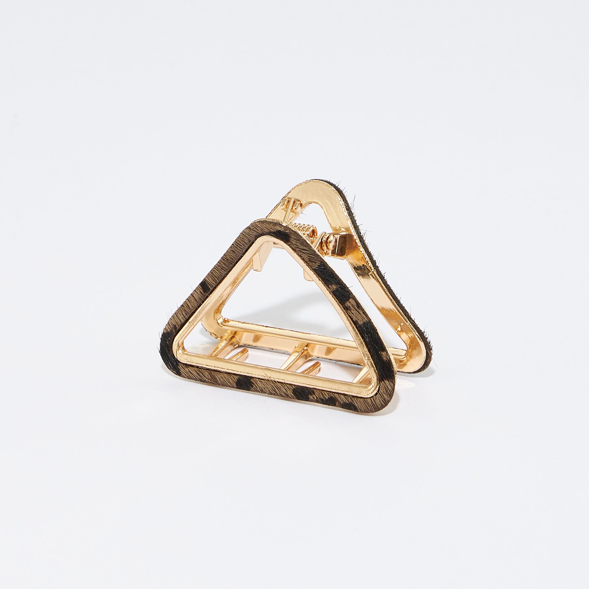 Animal Print Genuine Leather Small Triangle Claw Hair Clips