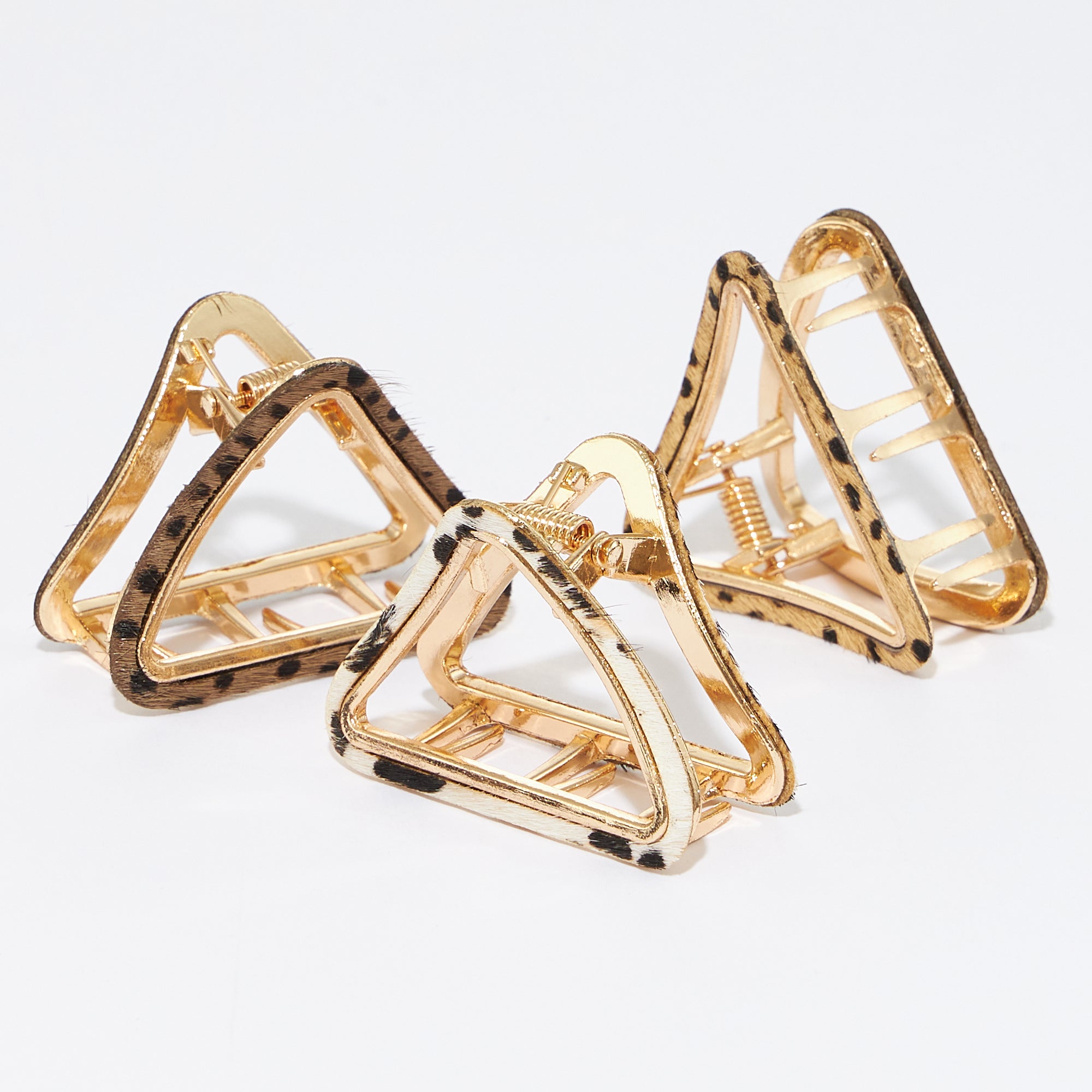 Genuine Leather Small Triangle Claw Hair Clips