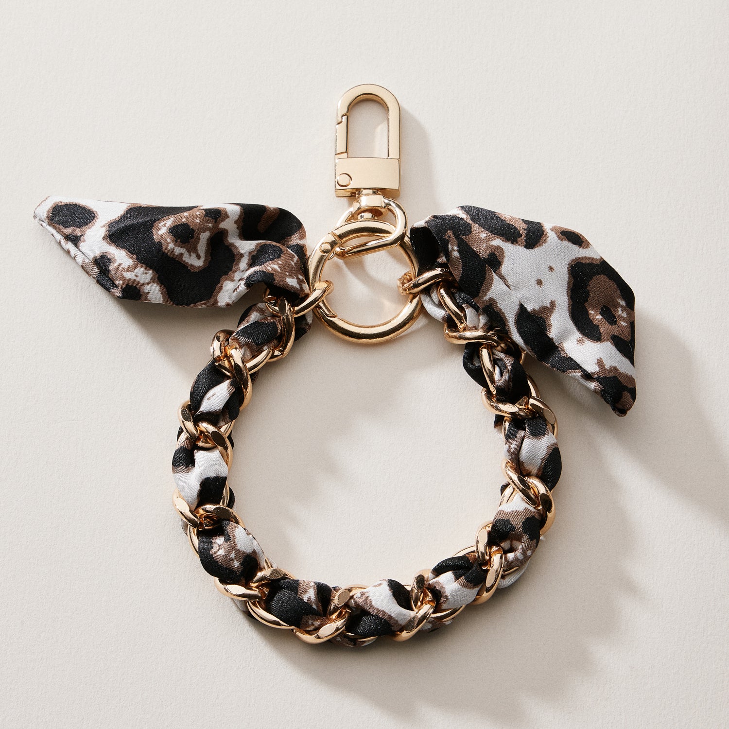 Silk Scarf Chain Wristlet Keychain – Gold Chain Acent