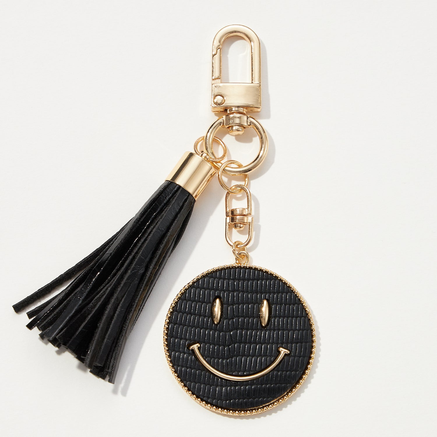 Smiley Face Coin Keychain with Tassel