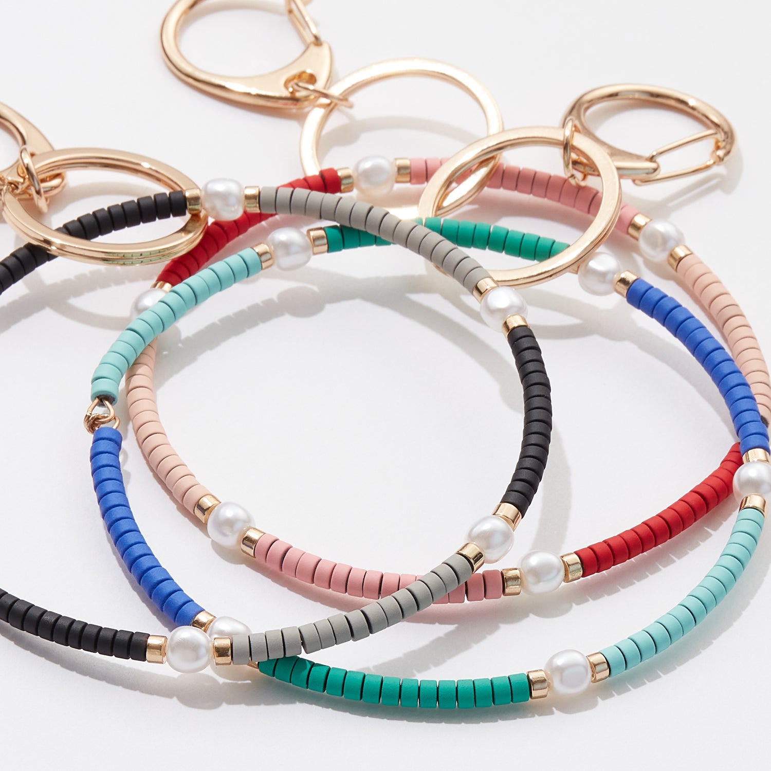 Silicone Coated Beads Wrist Keychain