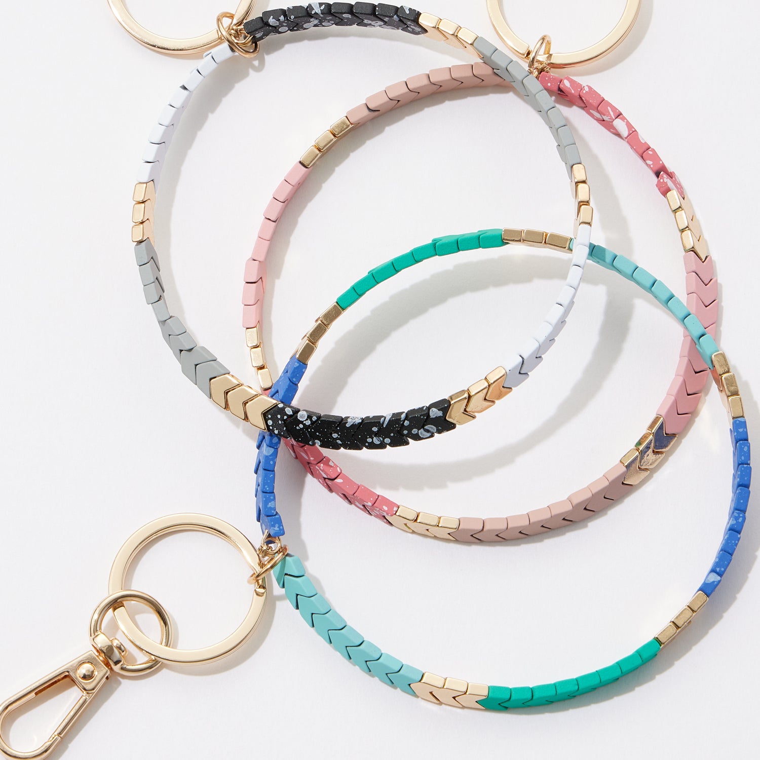 Silicone Coated Chevron Pattern Wrist Keychain