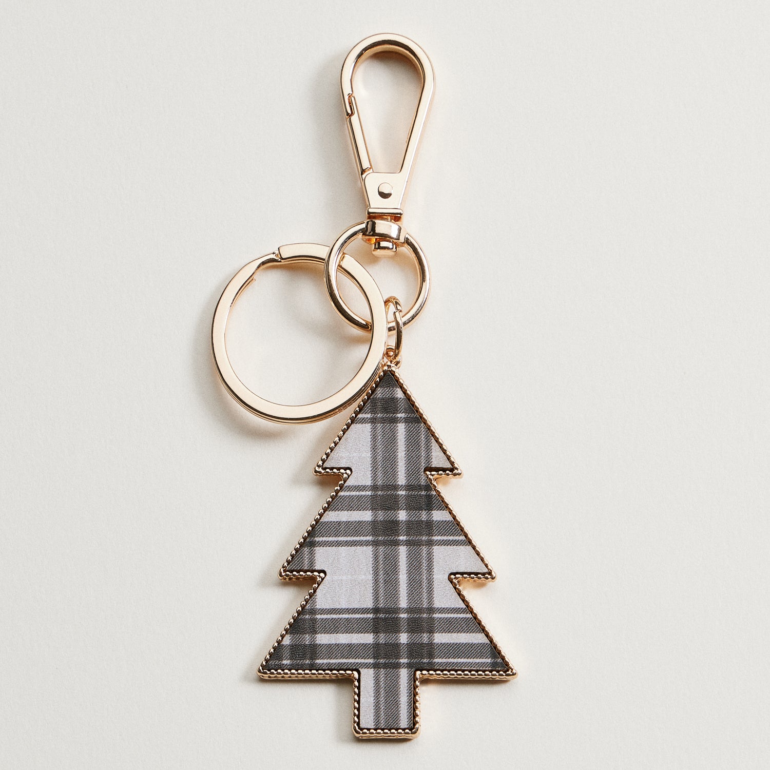Tartan Christmas Tree Keychain | Faux Leather Holiday Bag Charm