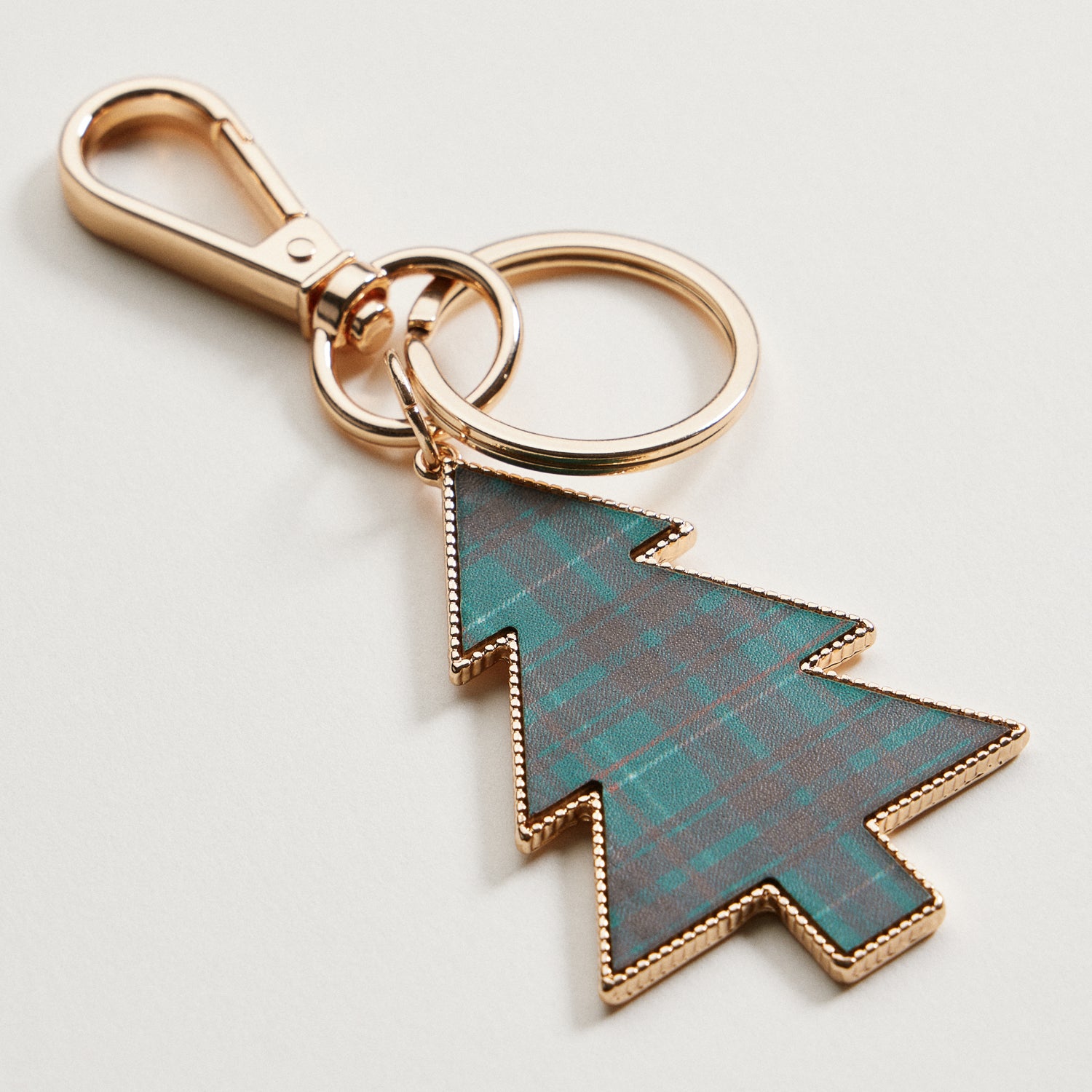 Tartan Christmas Tree Keychain | Faux Leather Holiday Bag Charm