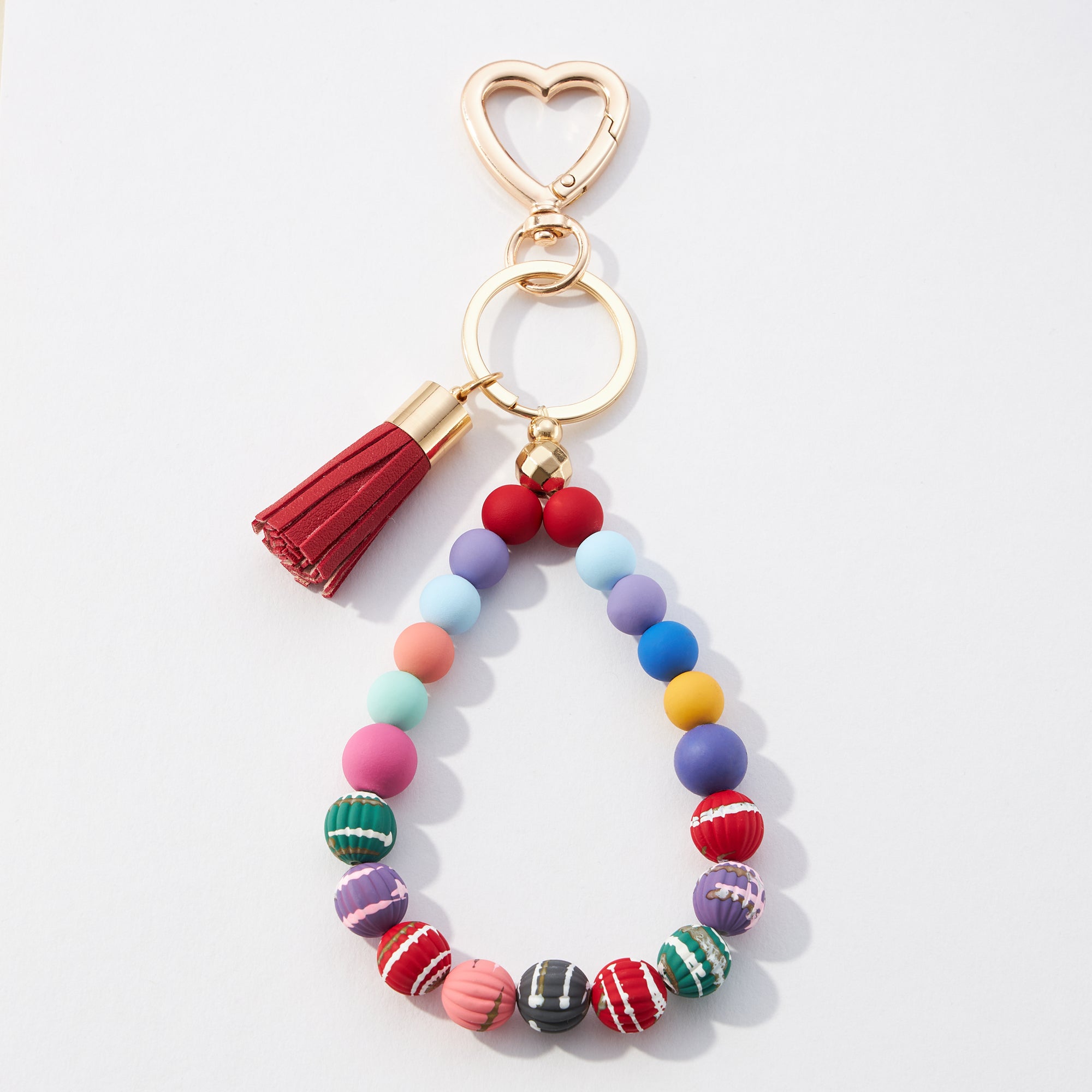 Silicone Bead Tassel Wristlet Keychain