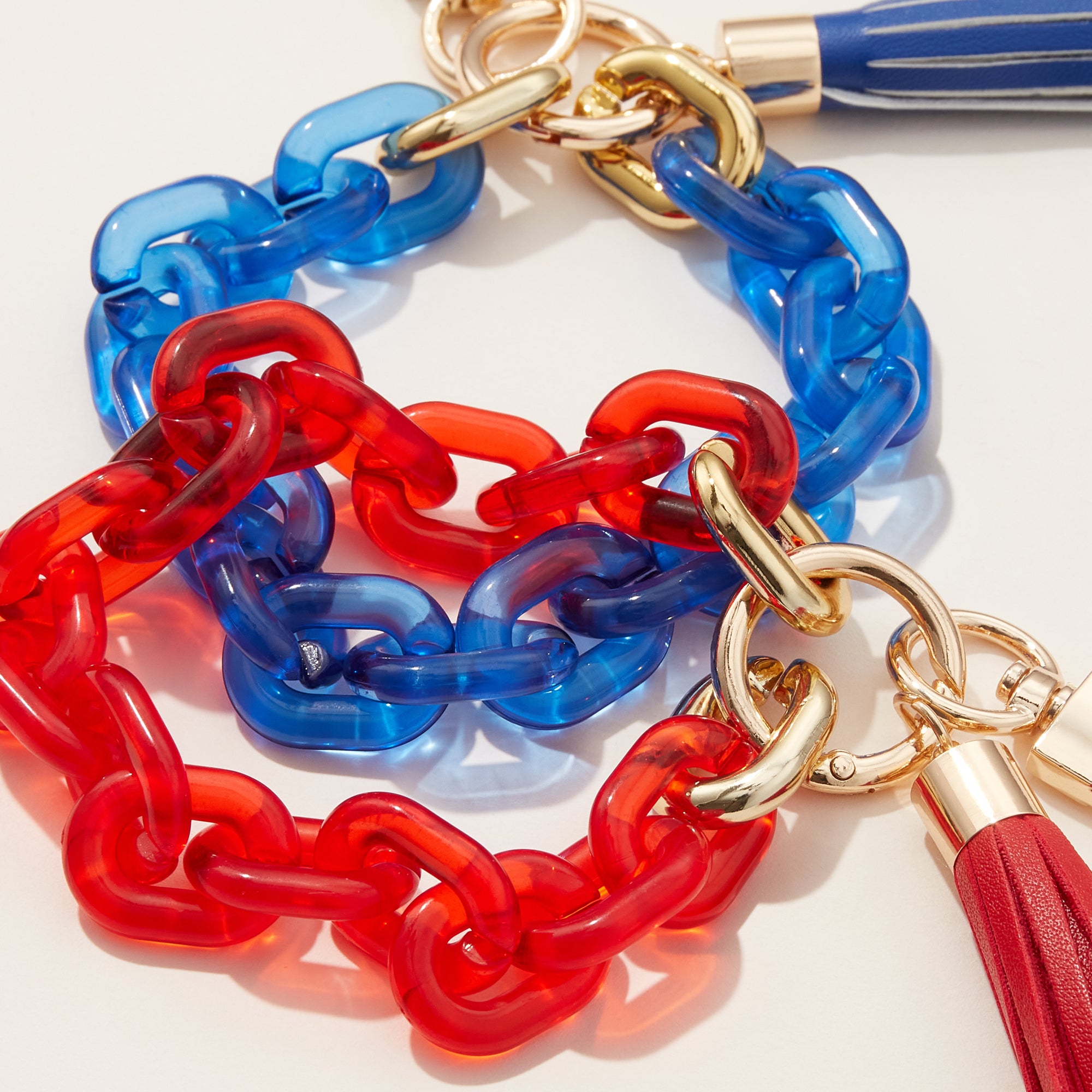 Resin Chain Bracelet Keychain with Tassel