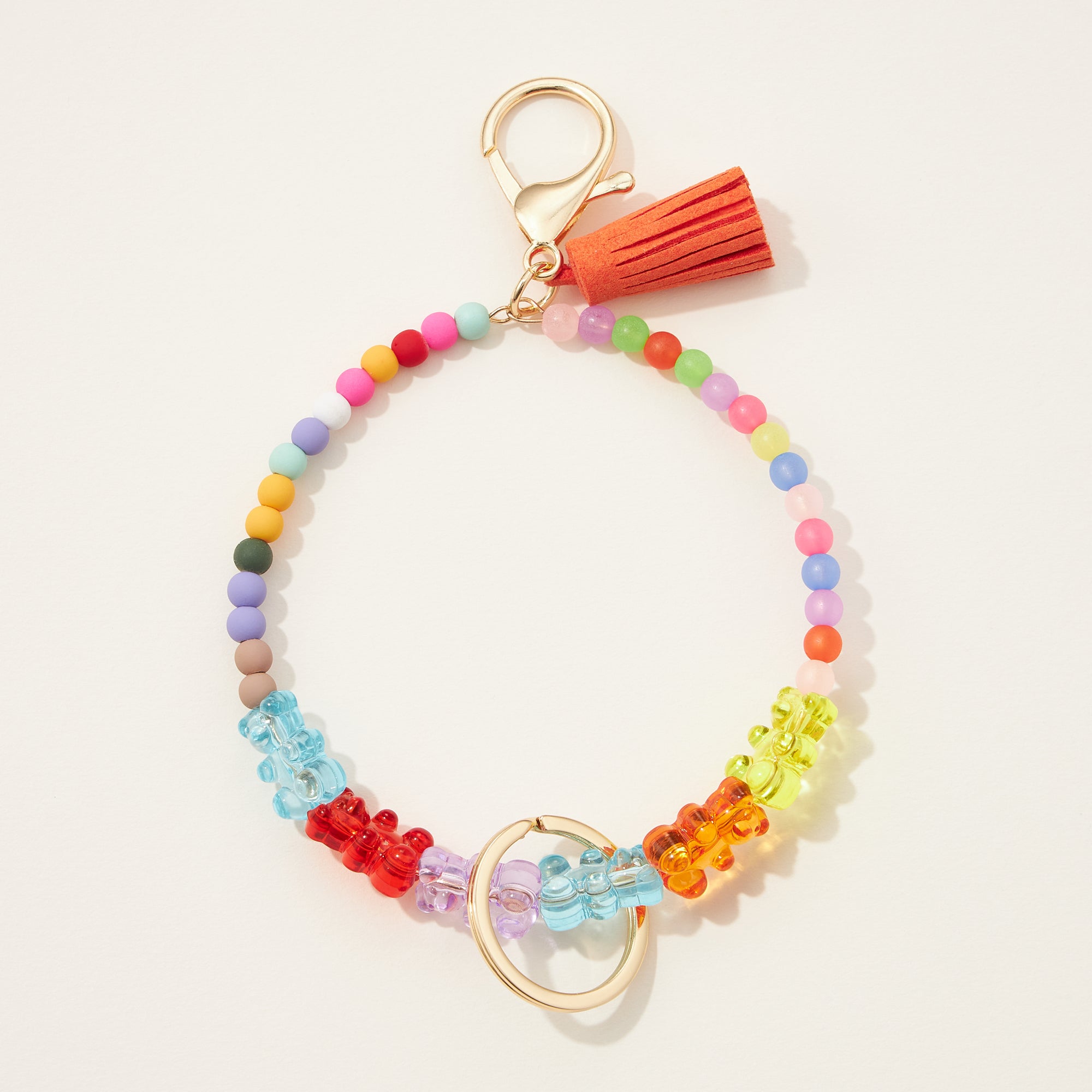 Gummy Bear Beaded Wristlet Keychain with Tassel