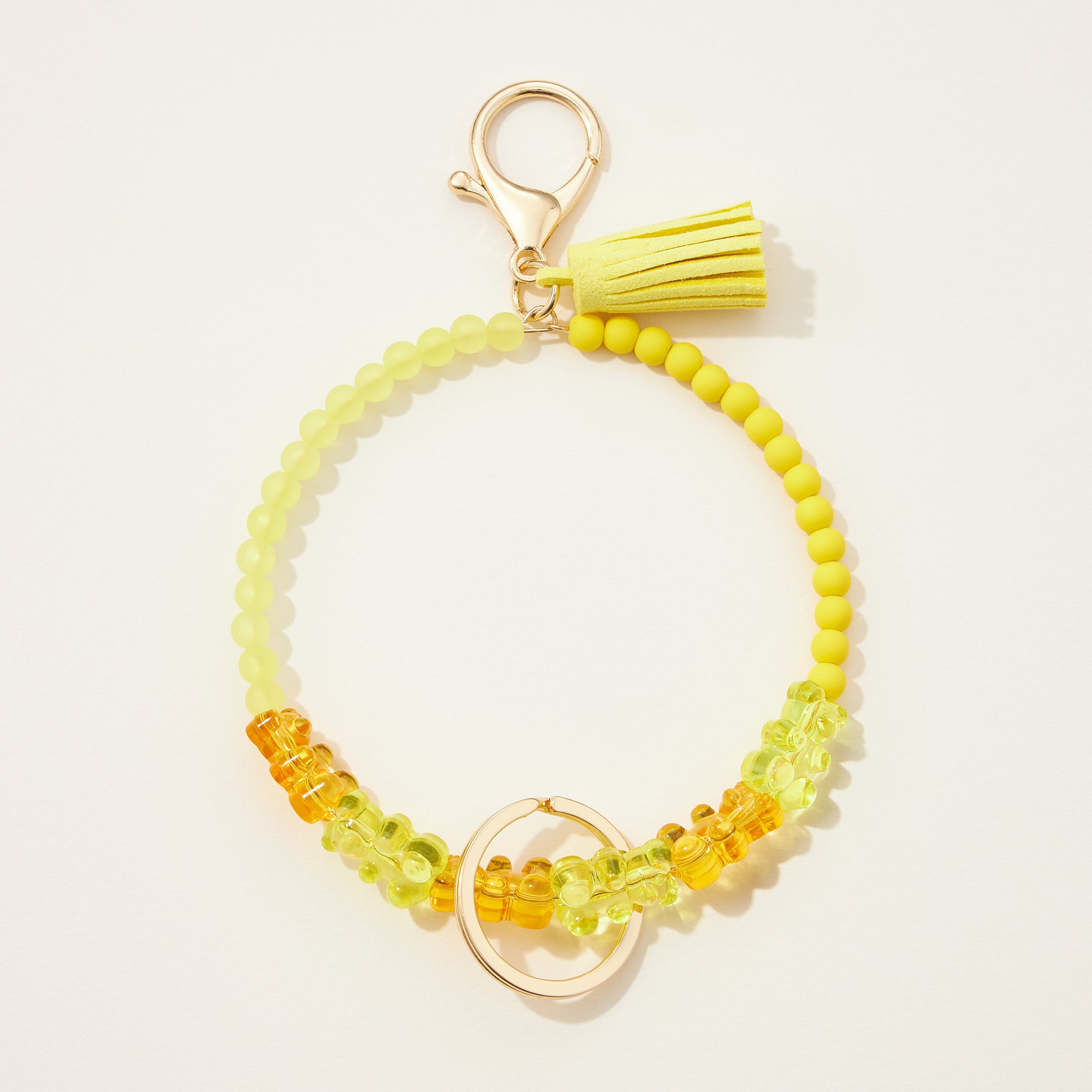 Gummy Bear Beaded Wristlet Keychain with Tassel