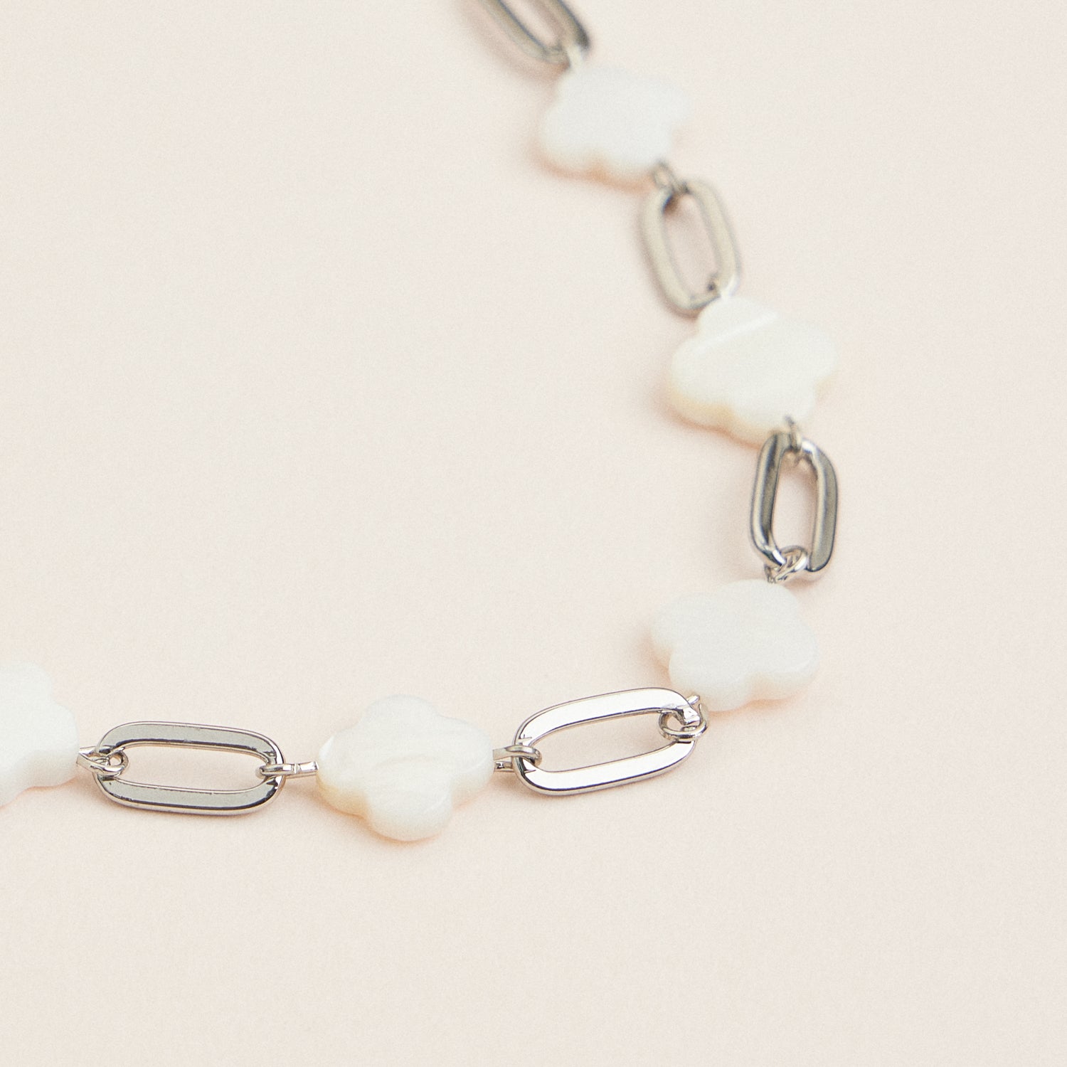 Gold Chain Necklace with Mother of Pearl Clover Pendant