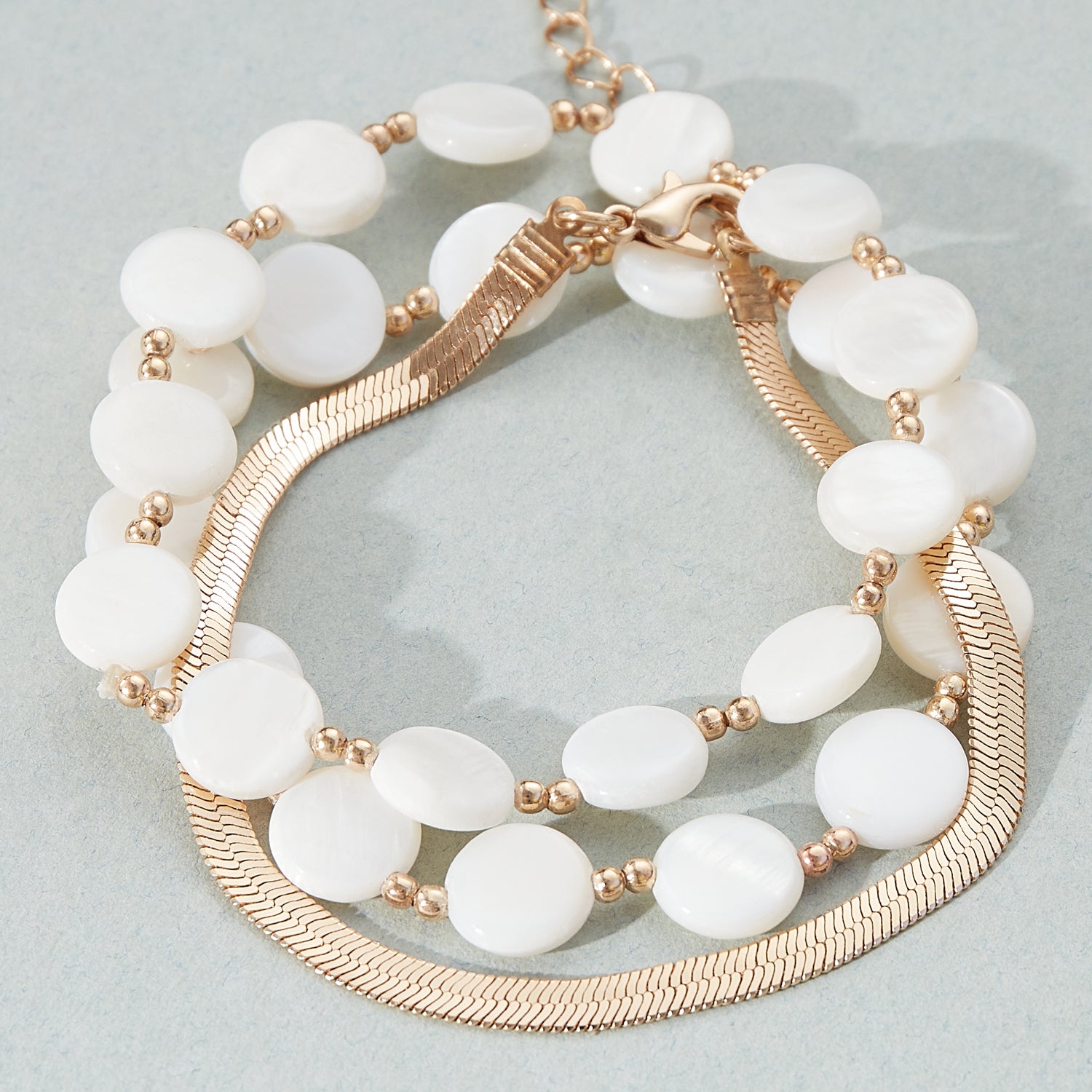 Hexagon Mother of Pearl Set Bracelet