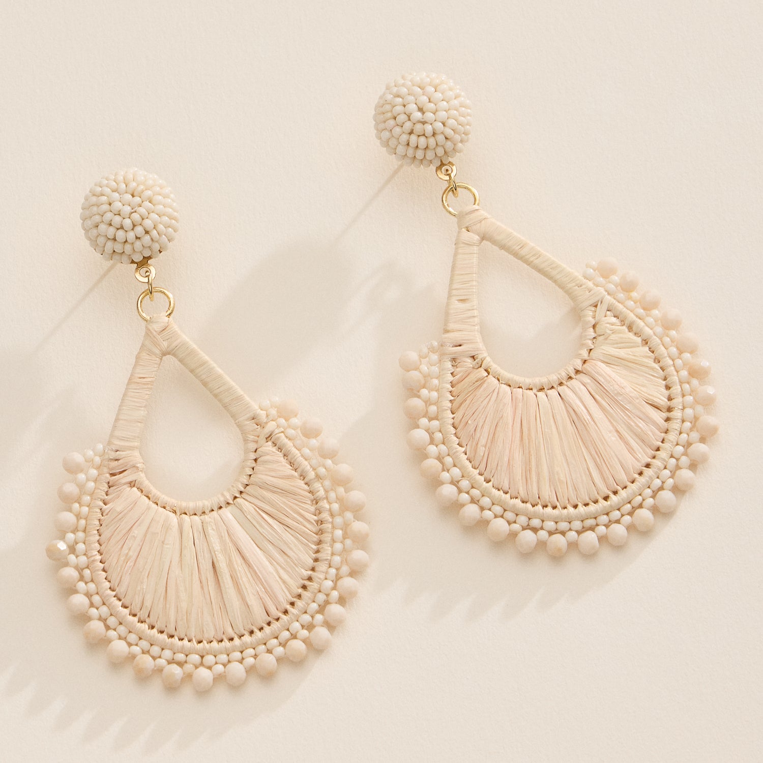 Raffia Teardrop Statement Earrings – Lightweight Beaded Dangle Earrings