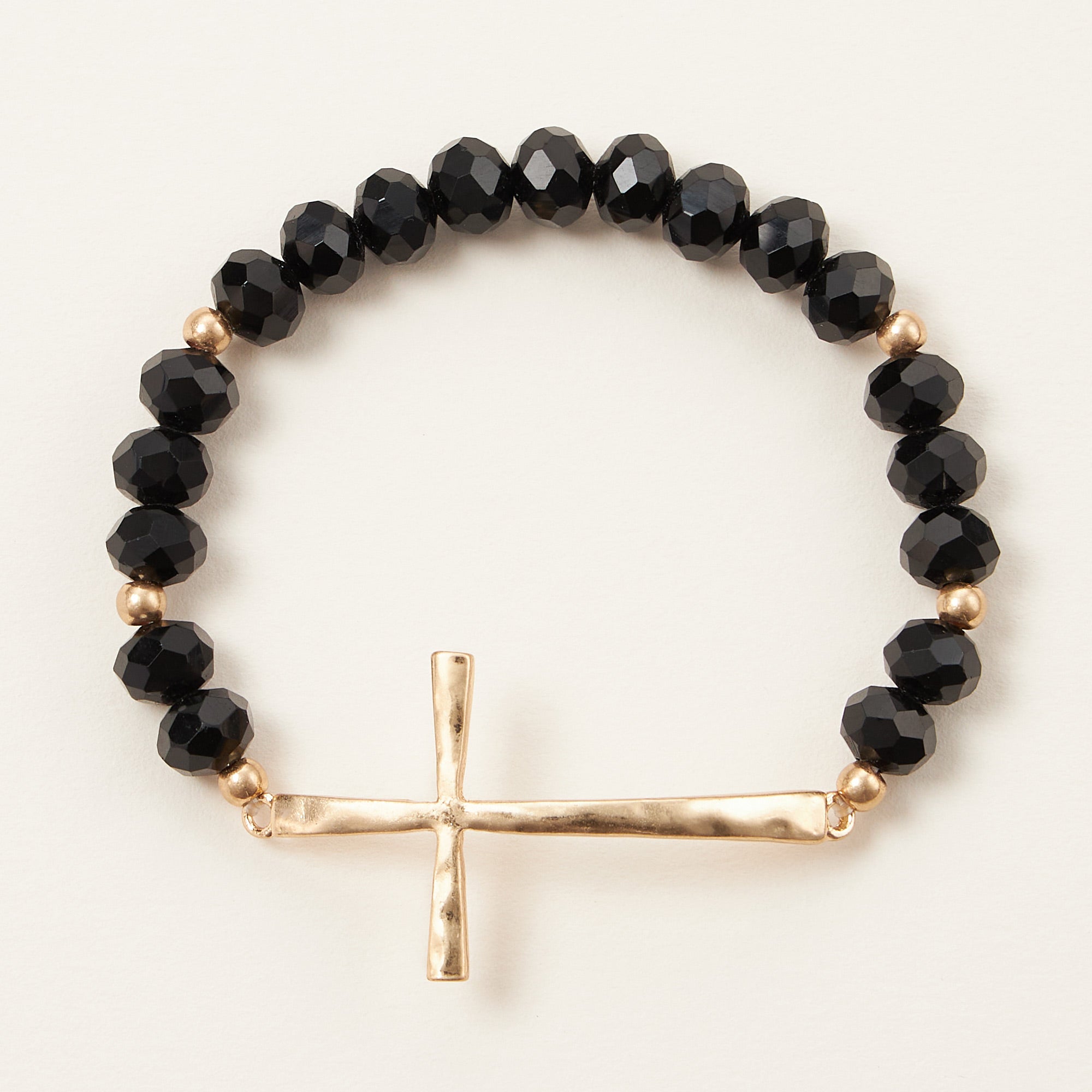 Beaded Cross Bracelet – Colorful Crystal Stretch Jewelry with Gold or Silver Cross Charm