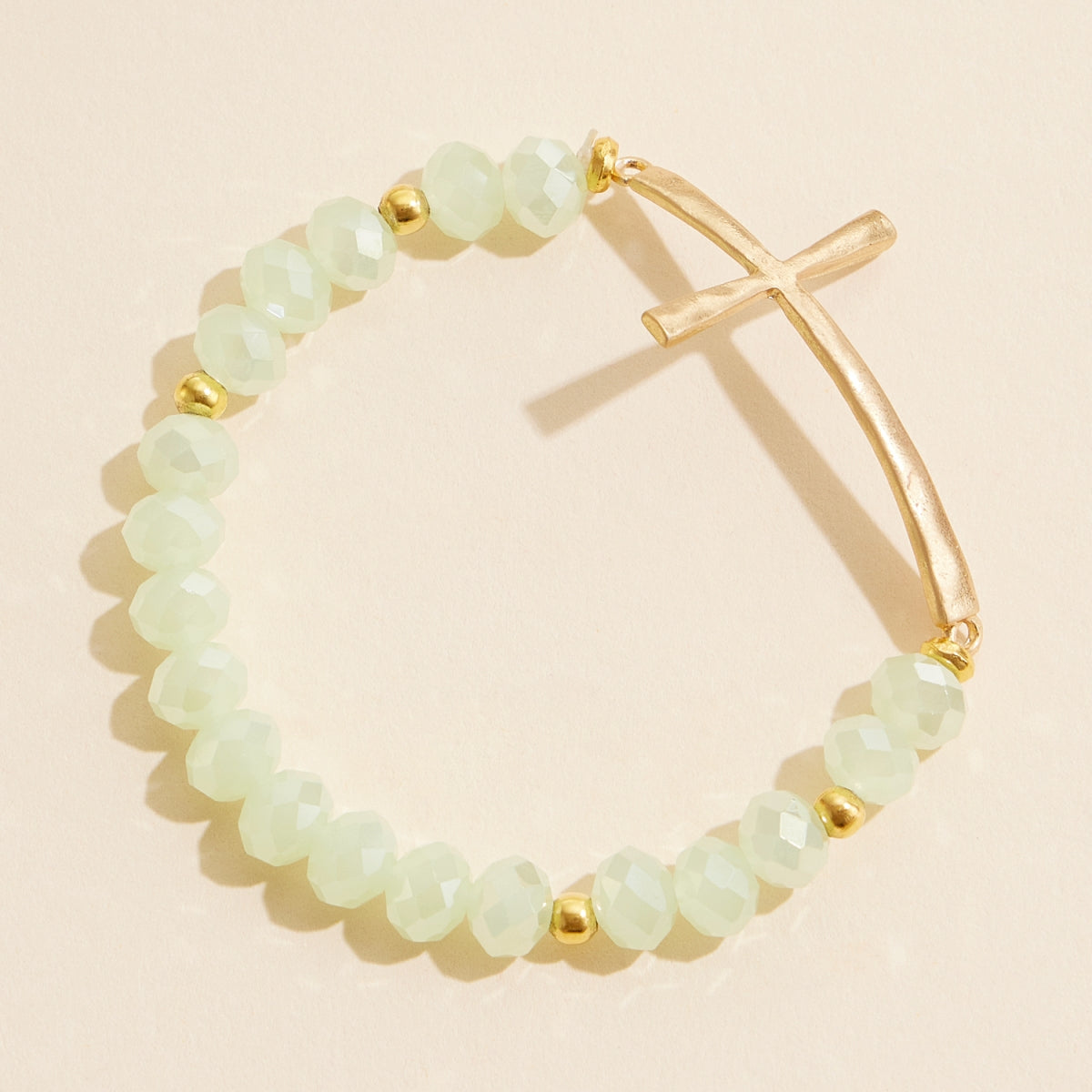 Beaded Cross Bracelet – Colorful Crystal Stretch Jewelry with Gold or Silver Cross Charm