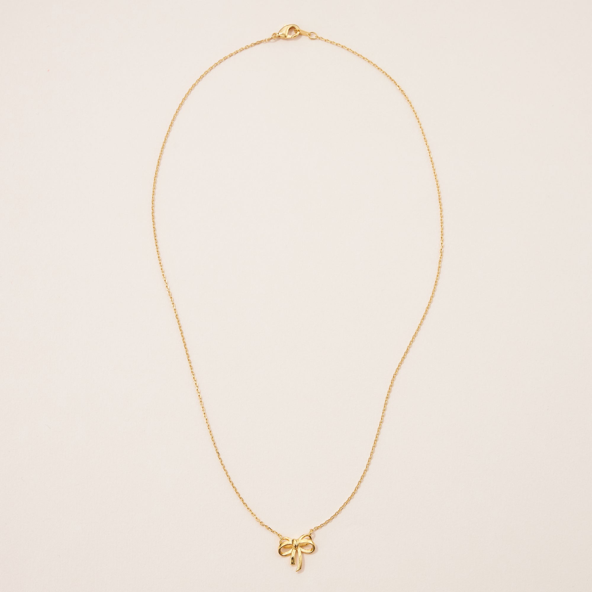 Gold Dainty Bow Pendant Necklace