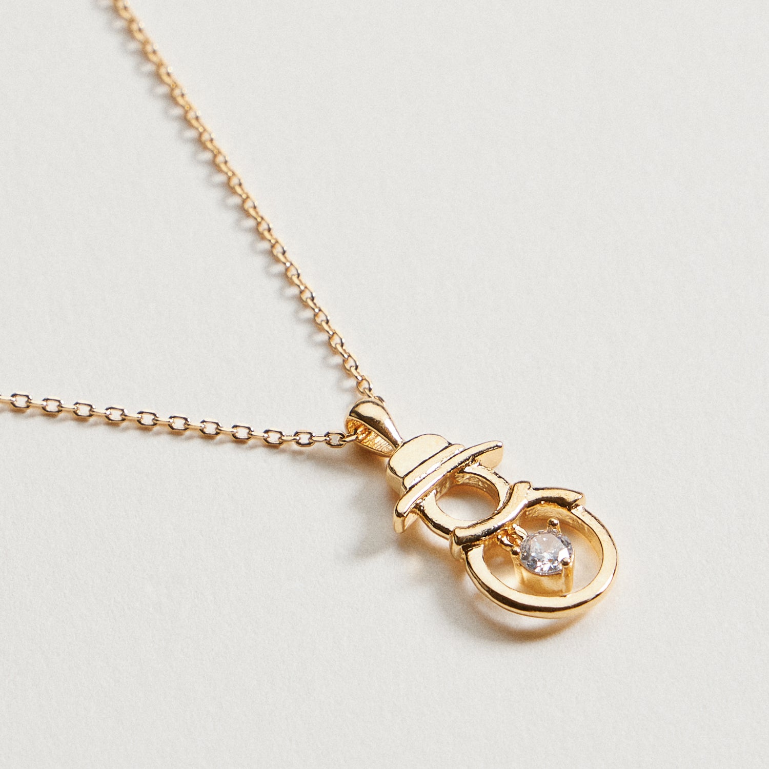 Stainless Steel Snowman Charm Necklace | CZ Holiday Pendant