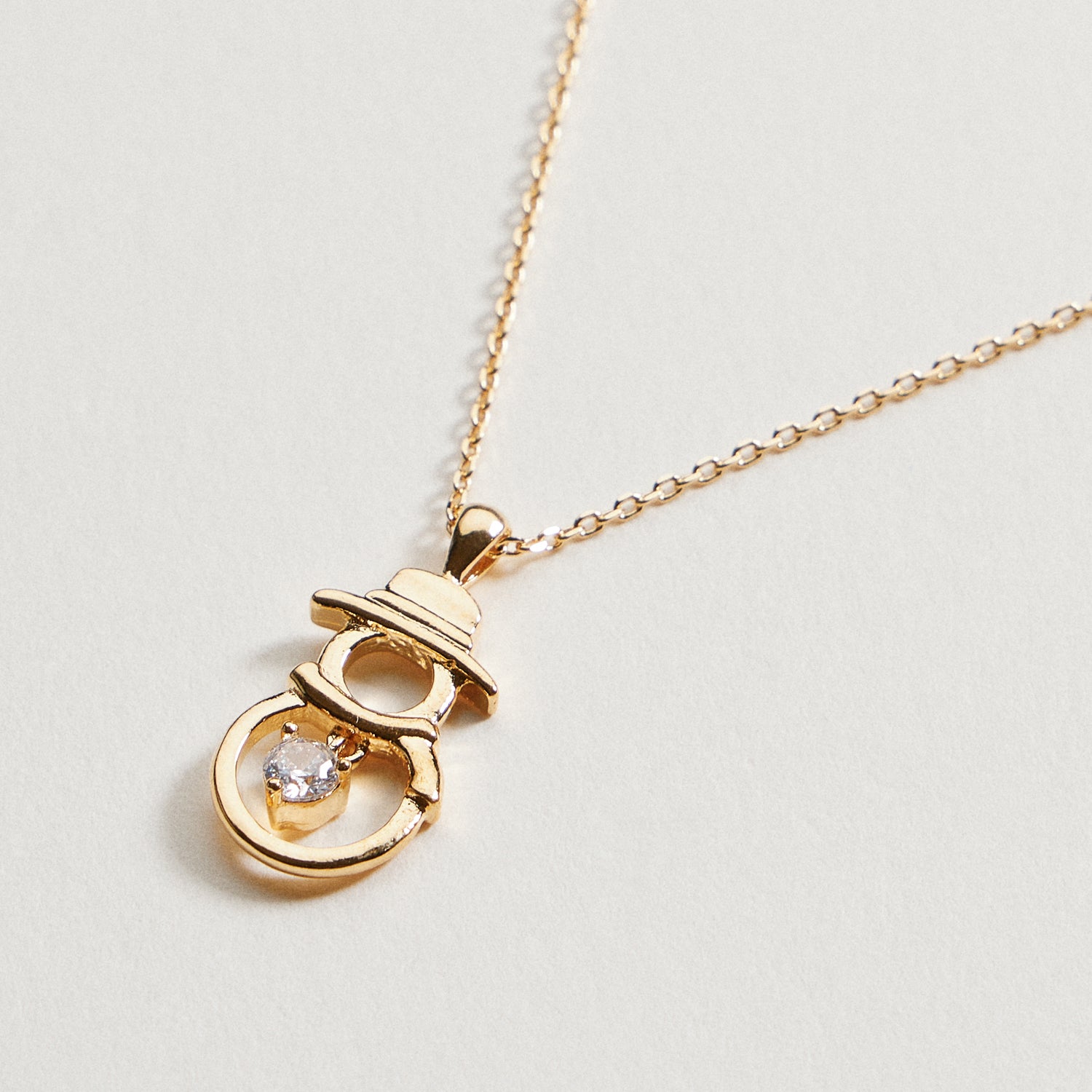 Stainless Steel Snowman Charm Necklace | CZ Holiday Pendant