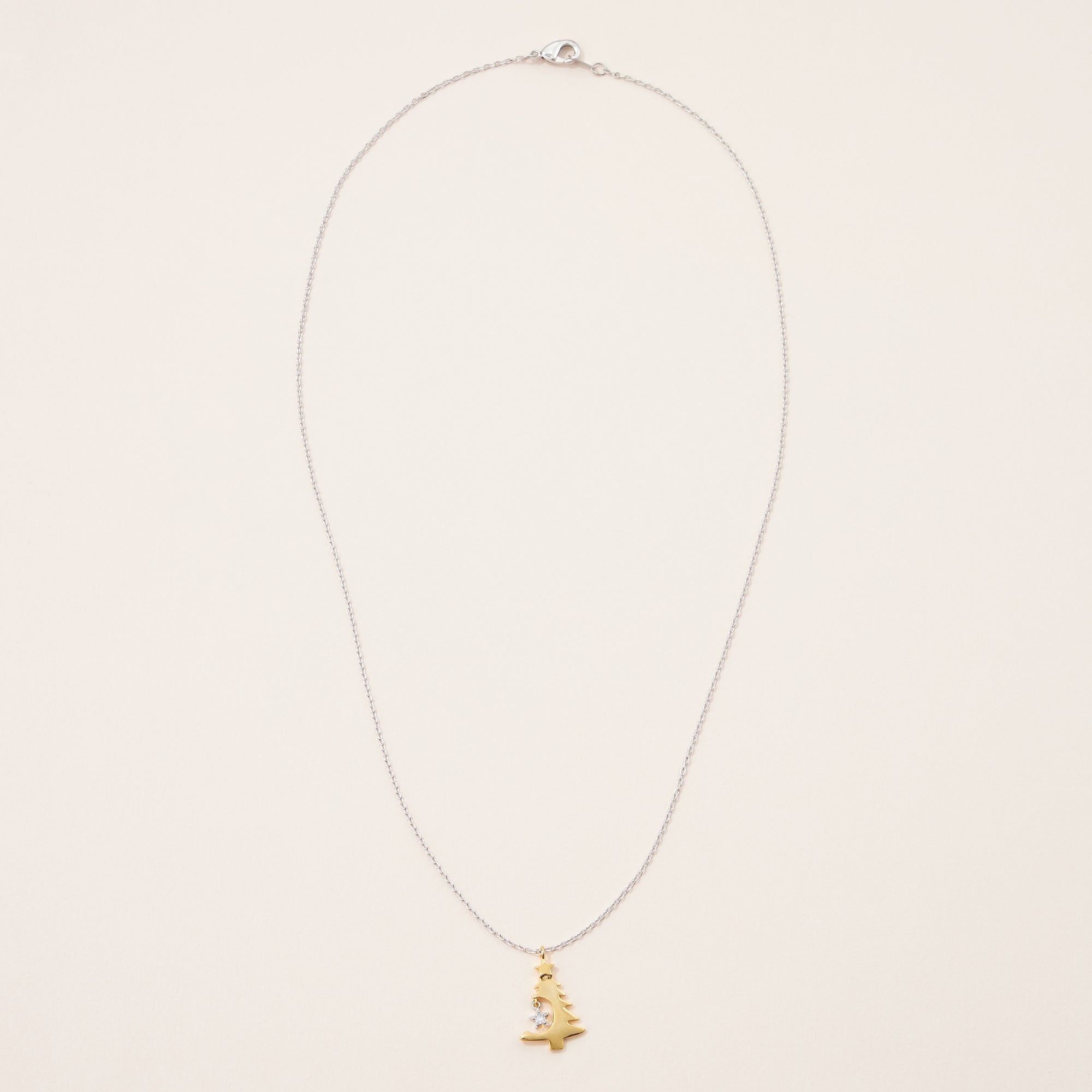 Gold Dipped Two Tone Christmas Tree Pendant Necklace