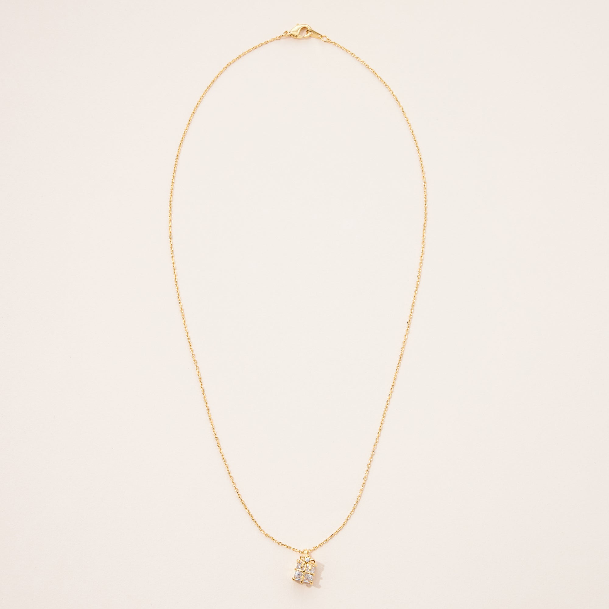 Gold Dipped Gift Box Pendant Necklace