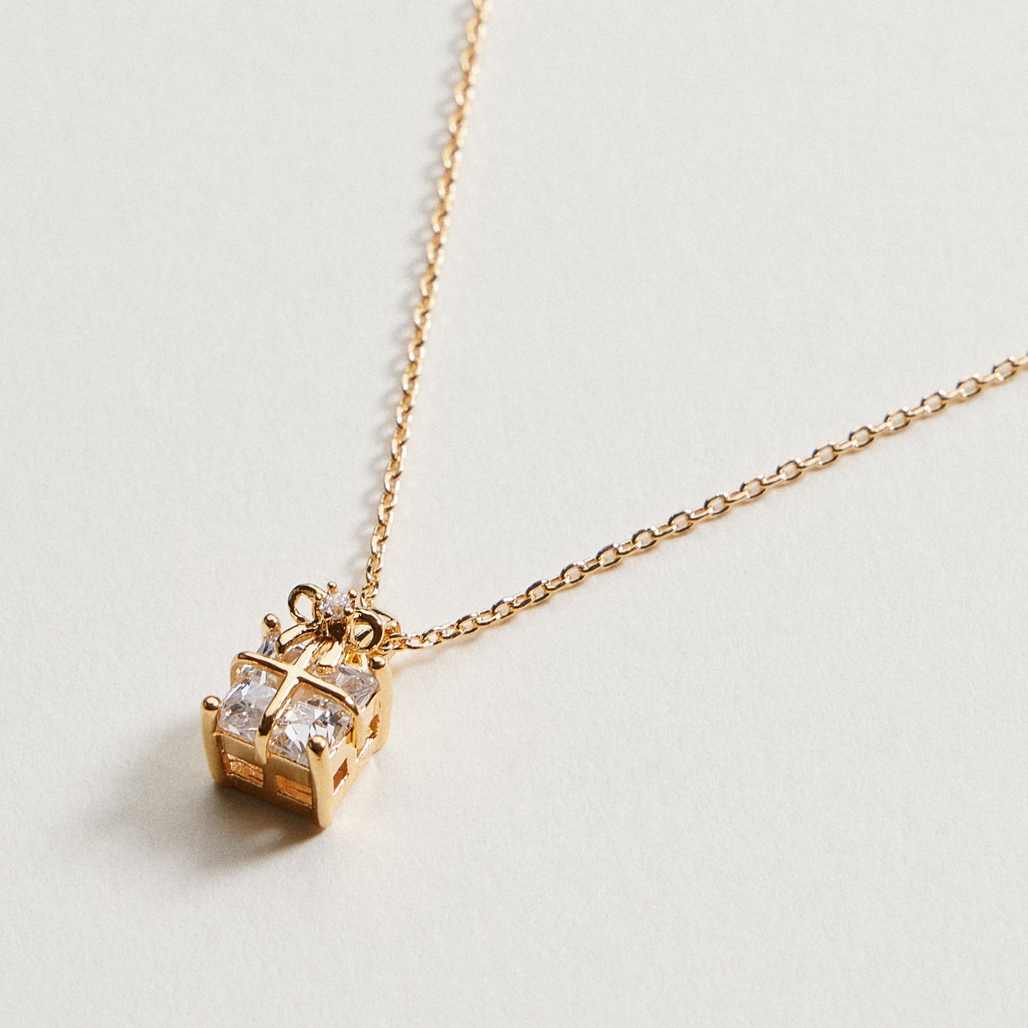 Gold Dipped Gift Box Pendant | Necklace